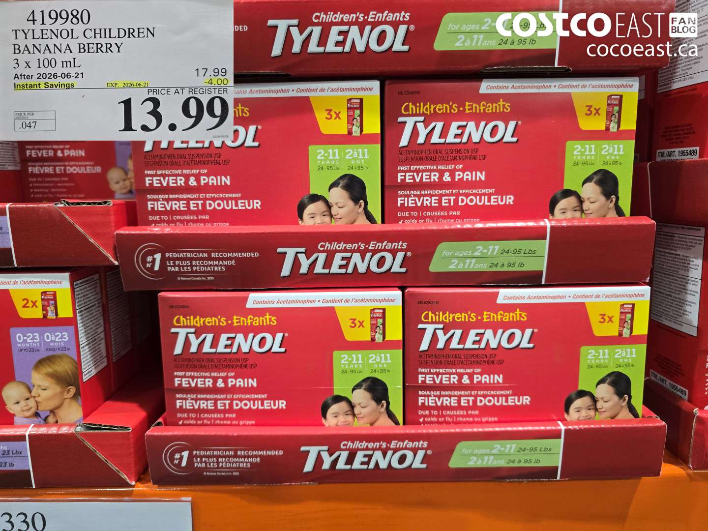 419980 TYLENOL CHILDREN BANANA BERRY 3 X 100 ML ($4.00 INSTANT SAVINGS EXPIRES ON 2026-06-21) $13.99