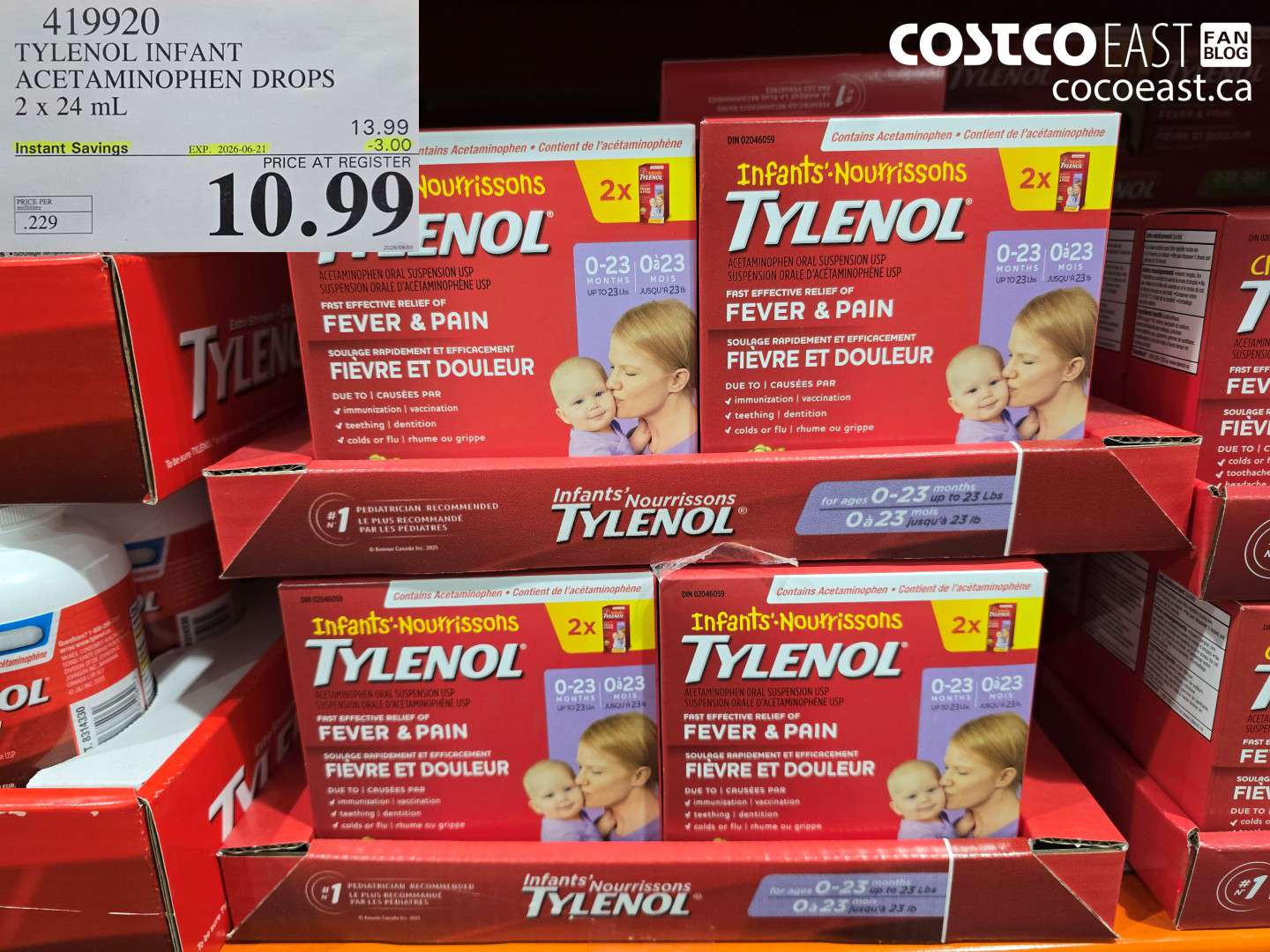 419920 TYLENOL INFANT ACETAMINOPHEN DROPS 2 X 24 ML ($3.00 INSTANT SAVINGS EXPIRES ON 2026-06-21) $10.99