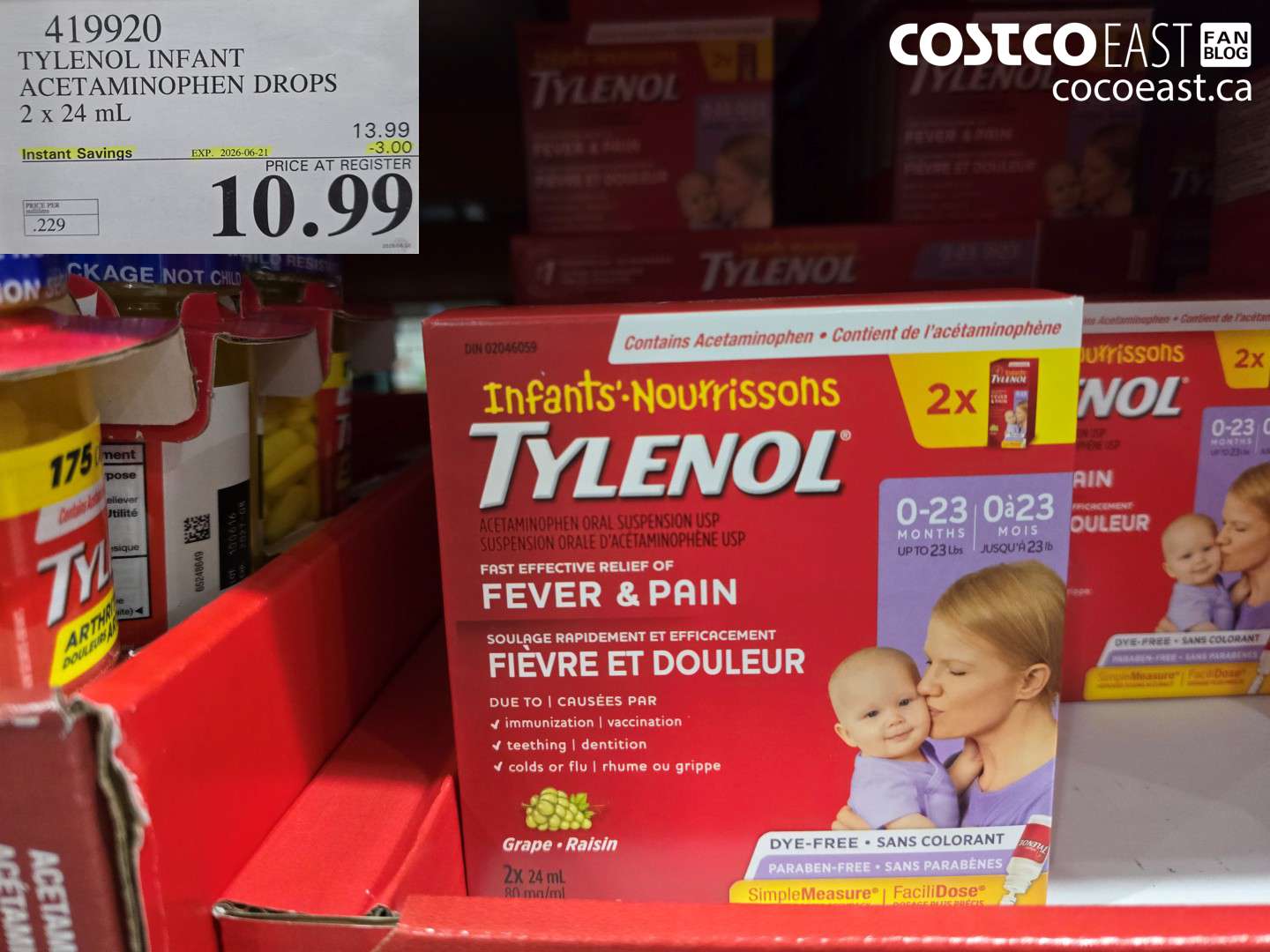 419920 TYLENOL INFANT ACETAMINOPHEN DROPS 2 X 24 ML ($3.00 INSTANT SAVINGS EXPIRES ON 2026-06-21) $10.99