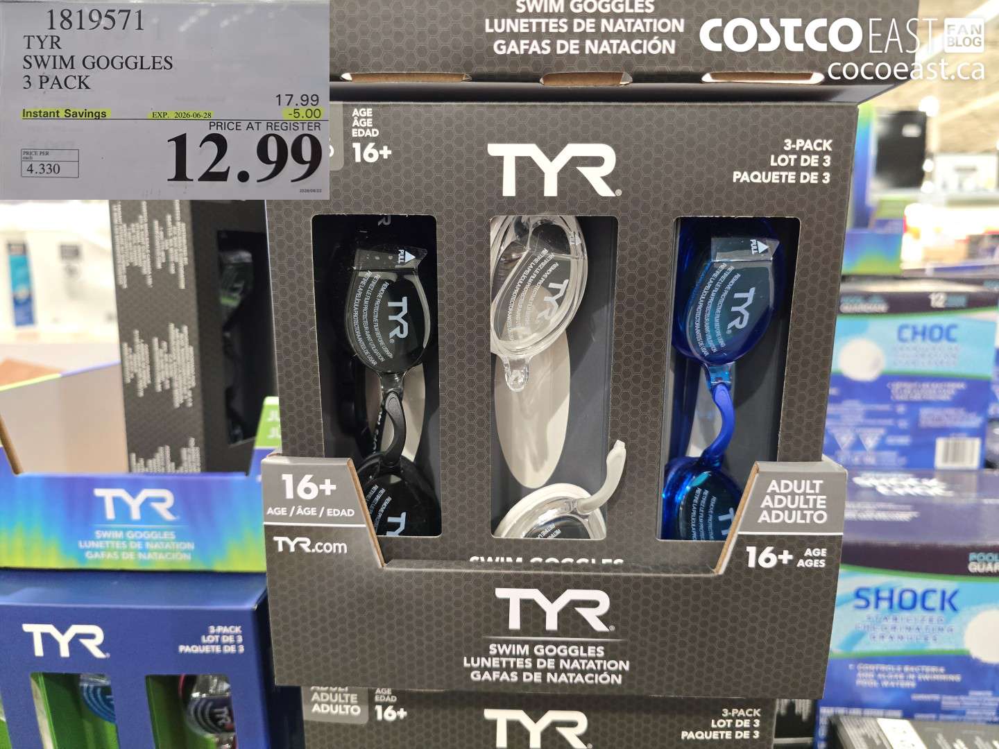 1819571 TYR SWIM GOGGLES 3 PACK ($5.00 INSTANT SAVINGS EXPIRES ON 2026-06-28) $12.99