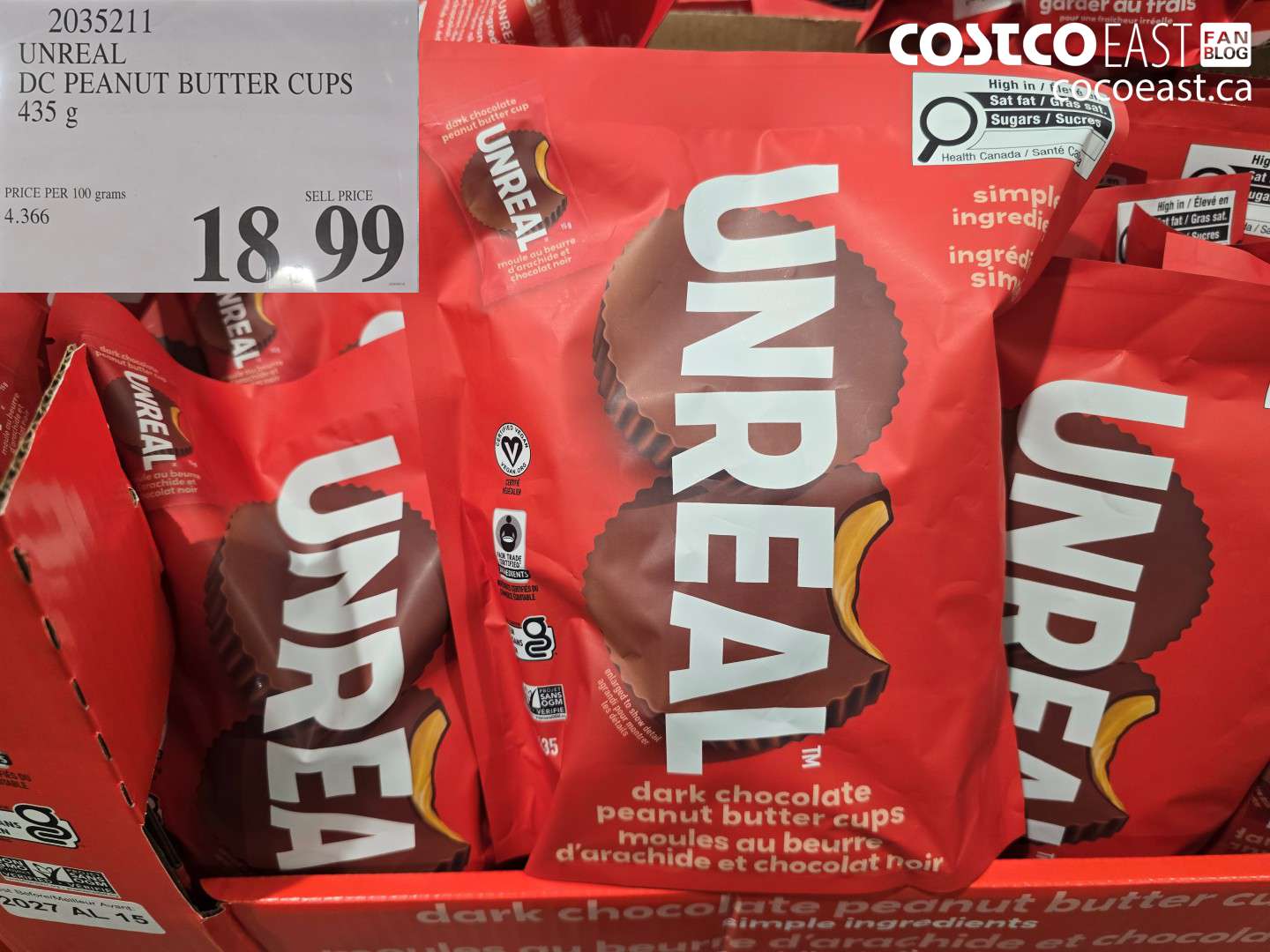 2035211 UNREAL DC PEANUT BUTTER CUPS 435 G $18.99