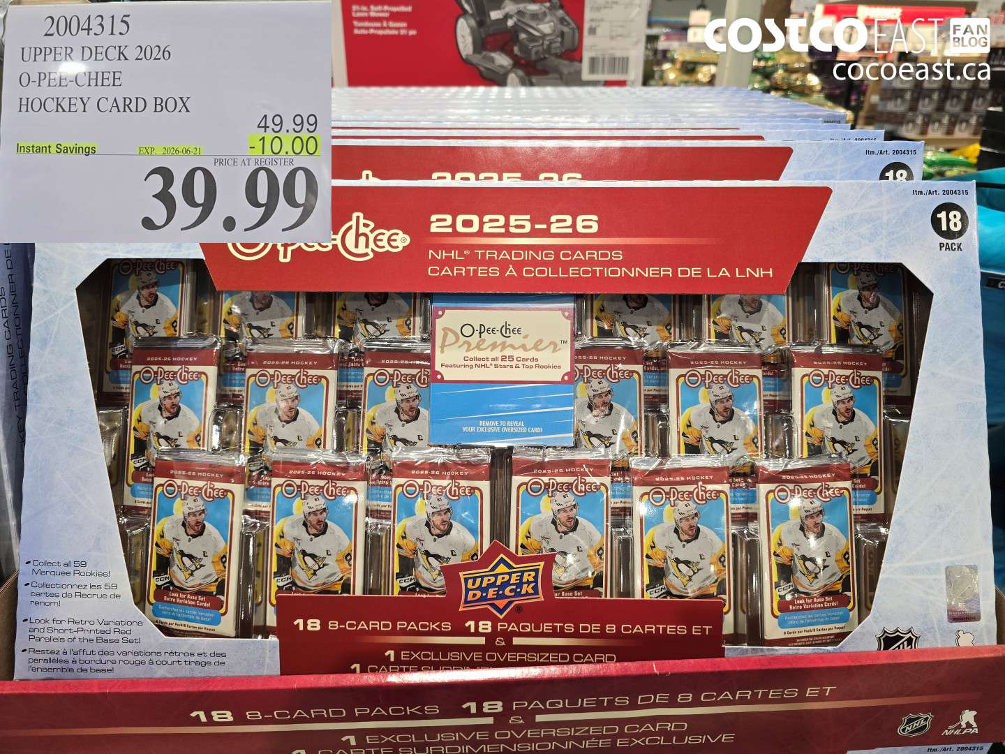 2004315 UPPER DECK 2026 O-PEE-CHEE HOCKEY CARD BOX ($10.00 INSTANT SAVINGS EXPIRES ON 2026-06-21) $39.99