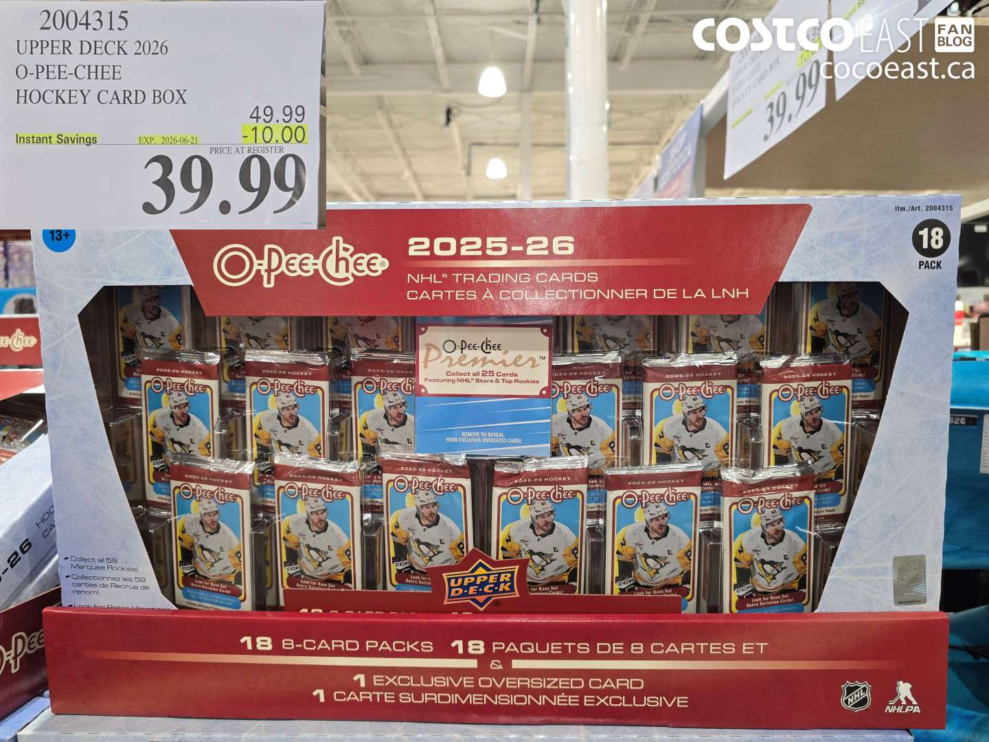 2004315 UPPER DECK 2026 O-PEE-CHEE HOCKEY CARD BOX ($10.00 INSTANT SAVINGS EXPIRES ON 2026-06-21) $39.99