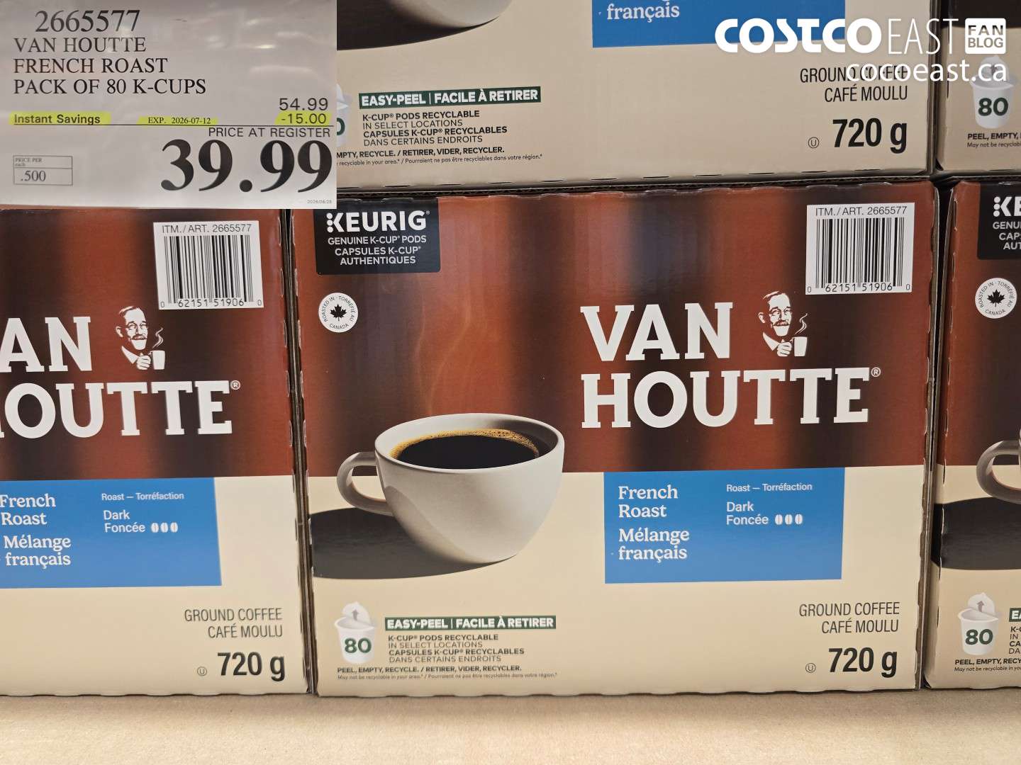 2665577 VAN HOUTTE FRENCH ROAST PACK OF 80 K-CUPS ($15.00 INSTANT SAVINGS EXPIRES ON 2026-07-12) $39.99
