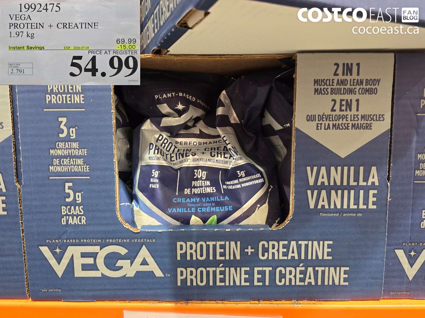 1992475 VEGA PROTEIN + CREATINE 1.97 KG ($15.00 INSTANT SAVINGS EXPIRES ON 2026-07-05) $54.99