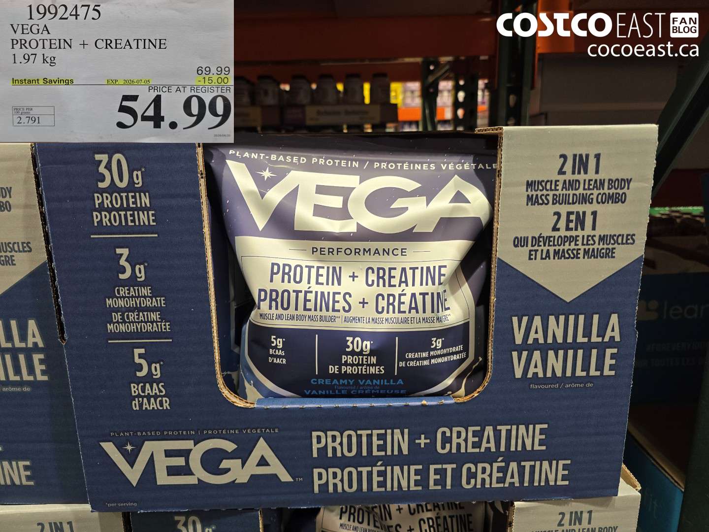 1992475 VEGA PROTEIN + CREATINE 1.97 KG ($15.00 INSTANT SAVINGS EXPIRES ON 2026-07-05) $54.99