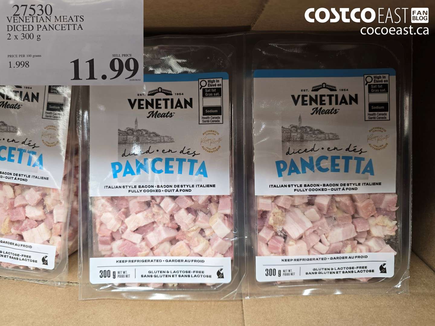 27530 VENETIAN MEATS DICED PANCETTA 2 X 300 G $11.99