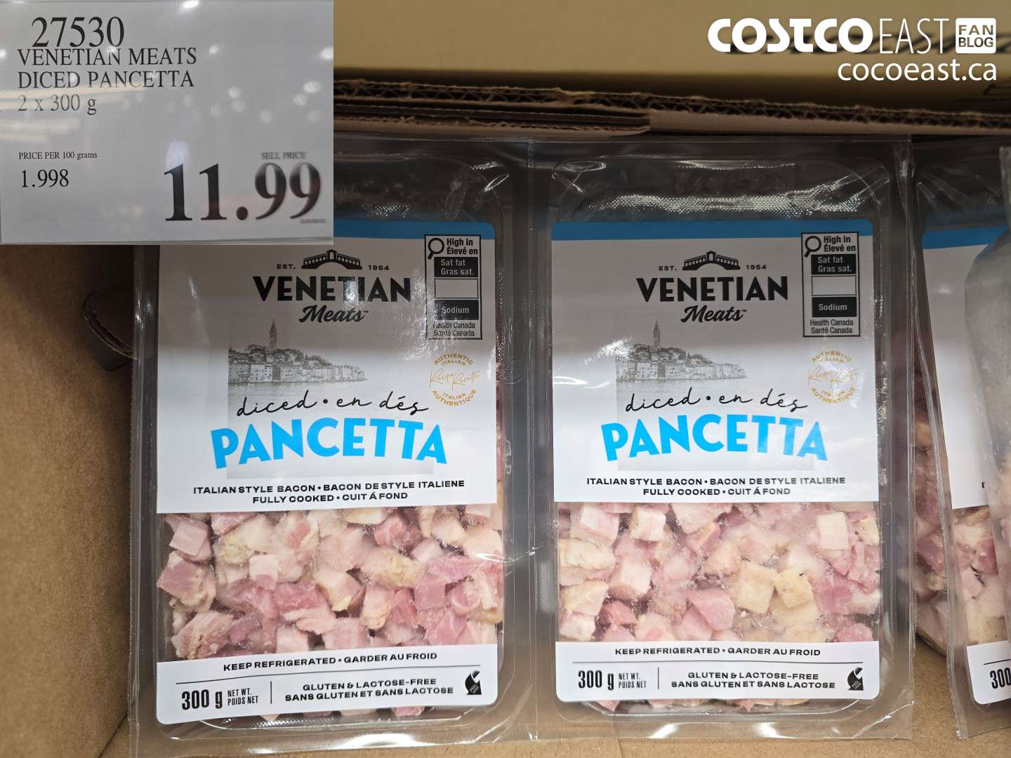 27530 VENETIAN MEATS DICED PANCETTA 2 X 300 G $11.99