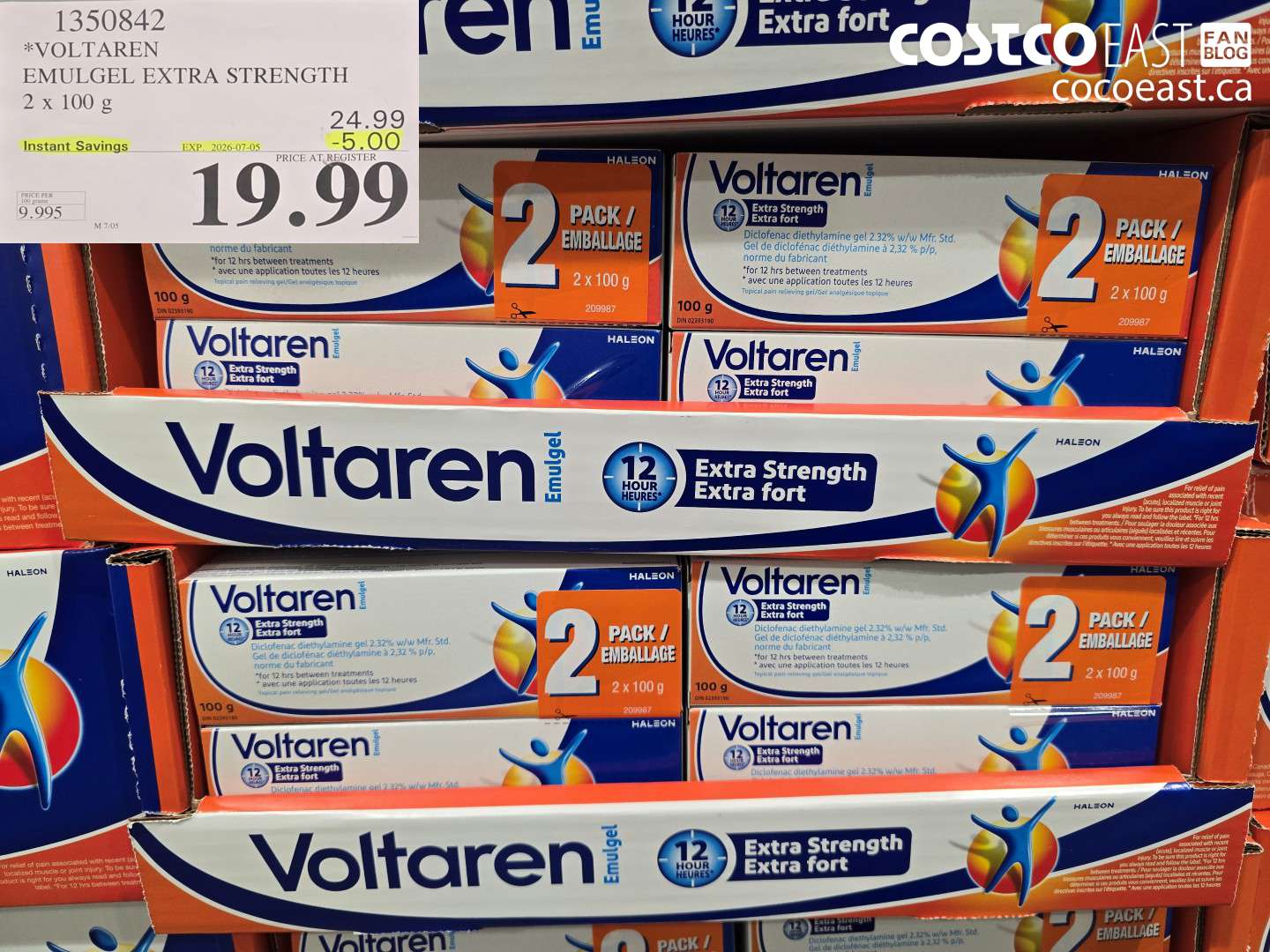 1350842 VOLTAREN EMULGEL EXTRA STRENGTH 2 X 100 G ($5.00 INSTANT SAVINGS EXPIRES ON 2026-07-05) $19.99