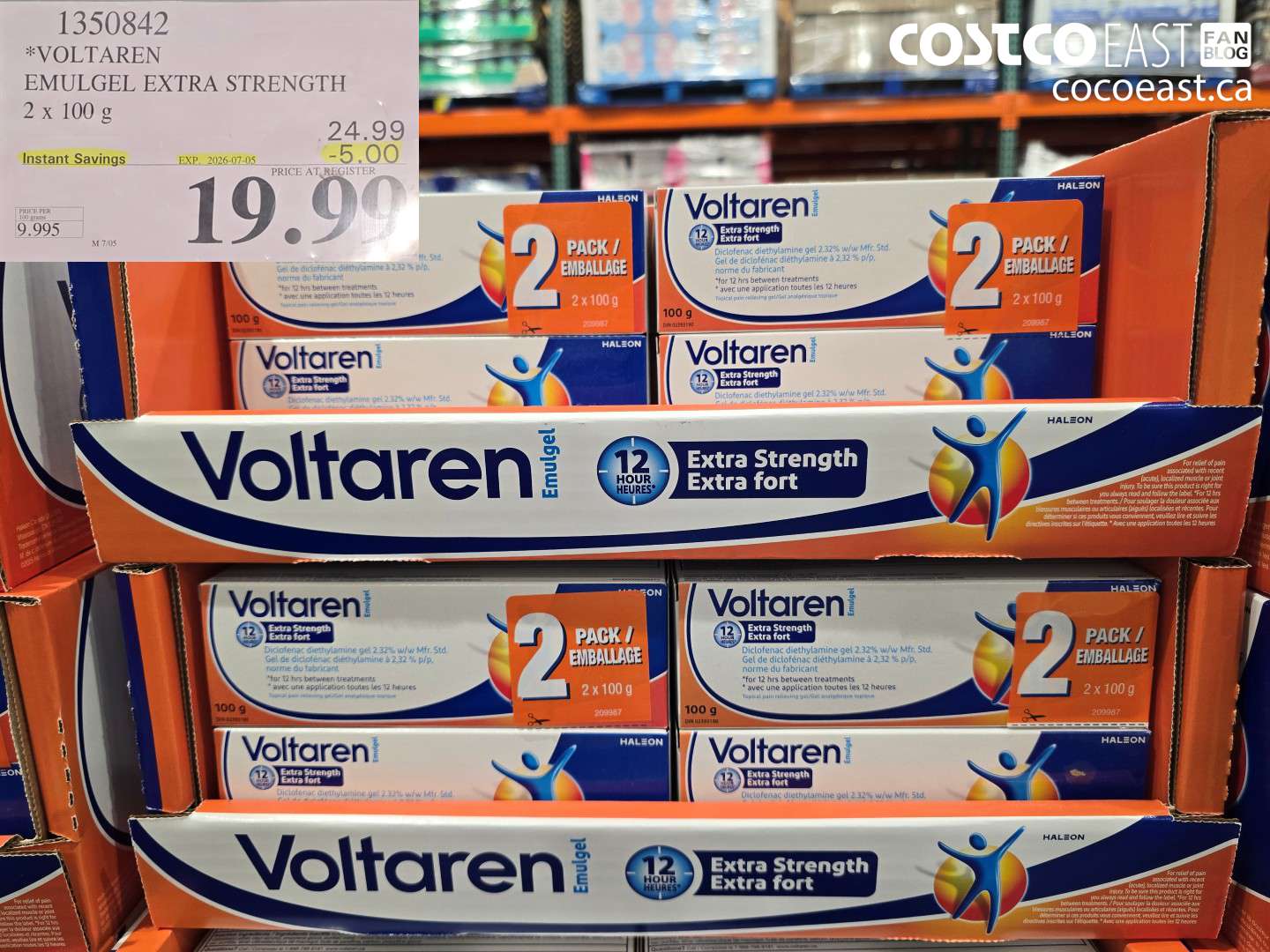 1350842 VOLTAREN EMULGEL EXTRA STRENGTH 2 X 100 G ($5.00 INSTANT SAVINGS EXPIRES ON 2026-07-05) $19.99