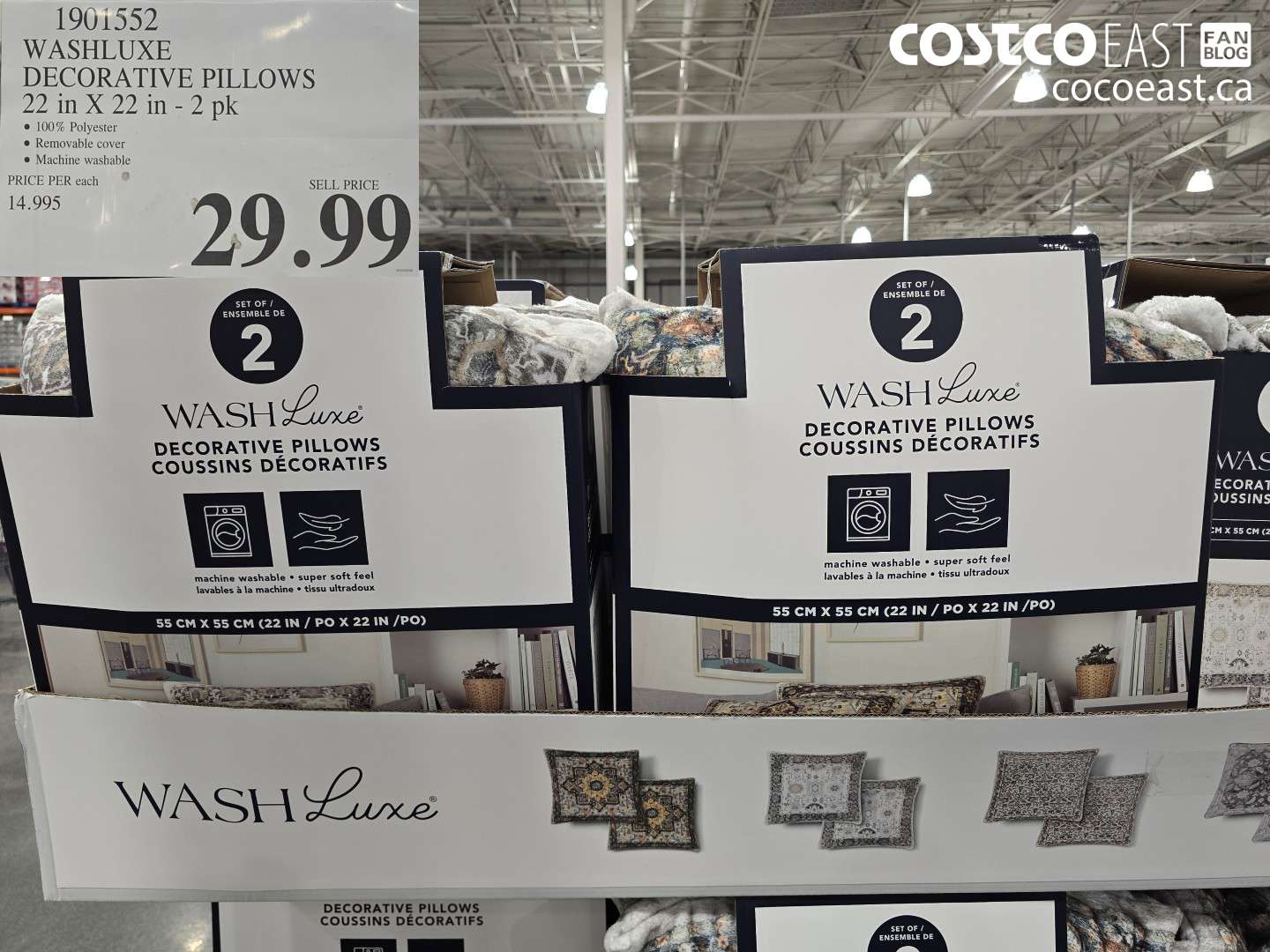 1901552 WASHLUXE DECORATIVE PILLOWS 22 IN X 22 IN - 2 PK $29.99