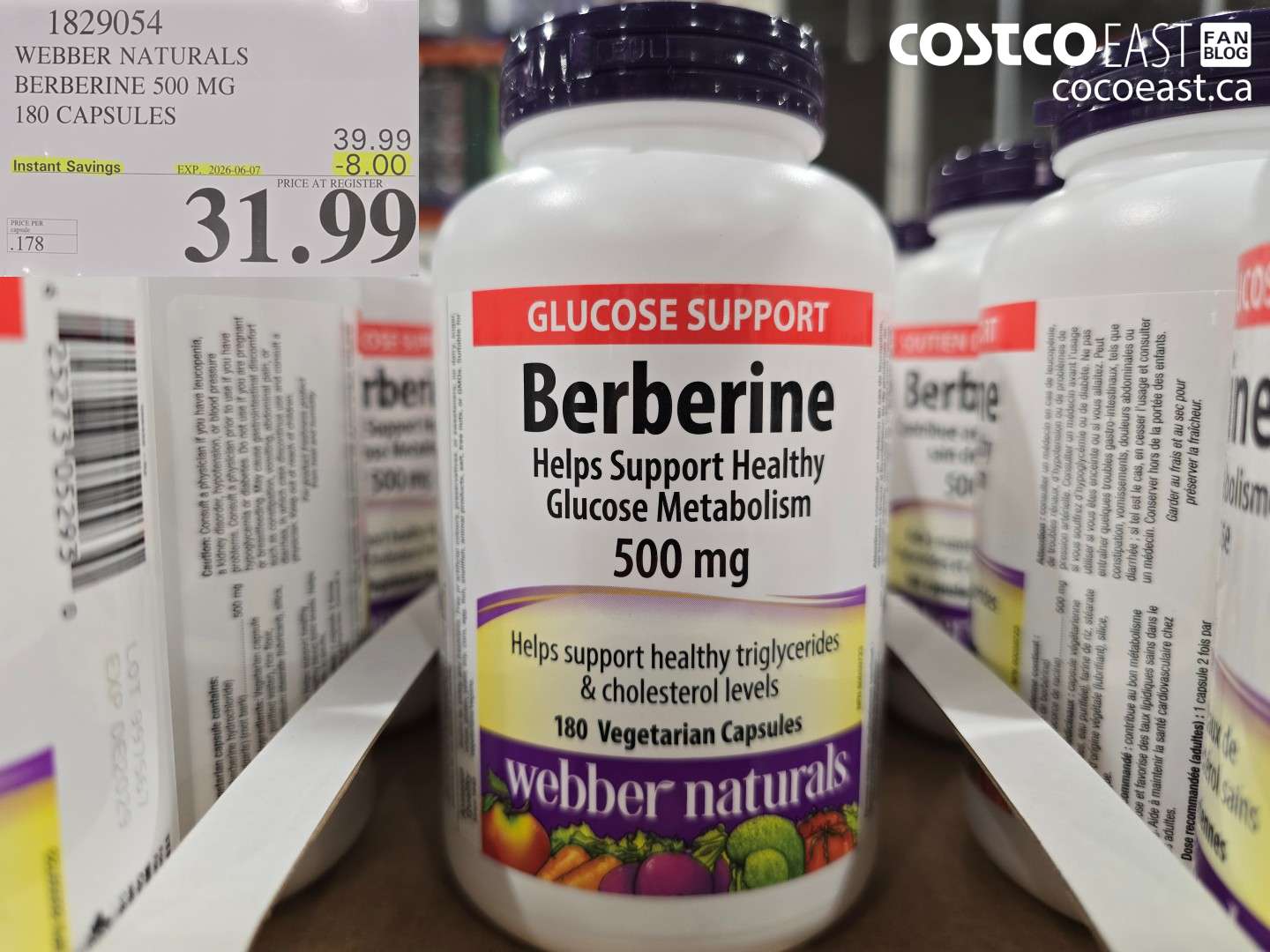 1829054 WEBBER NATURALS BERBERINE 500 MG 180 CAPSULES ($8.00 INSTANT SAVINGS EXPIRES ON 2026-06-07) $31.99