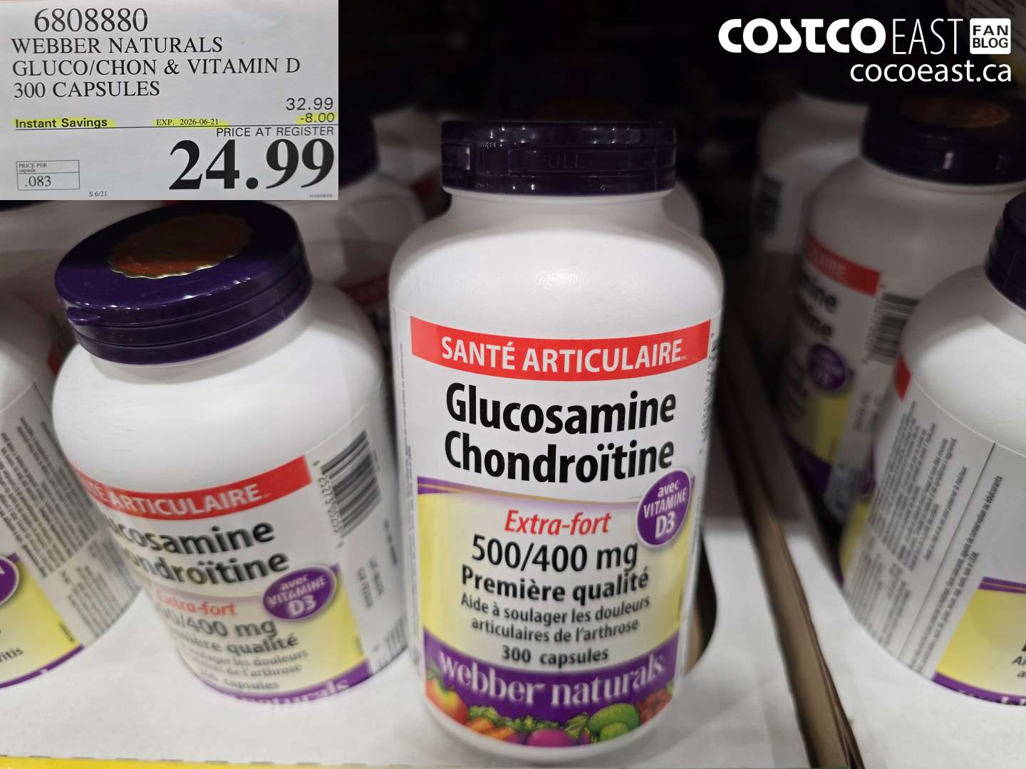 6808880 WEBBER NATURALS GLUCO/CHON & VITAMIN D 300 CAPSULES ($8.00 INSTANT SAVINGS EXPIRES ON 2026-06-21) $24.99