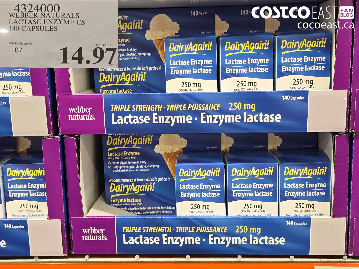 4324000 WEBBER NATURALS LACTASE ENZYME ES 140 CAPSULES $14.97