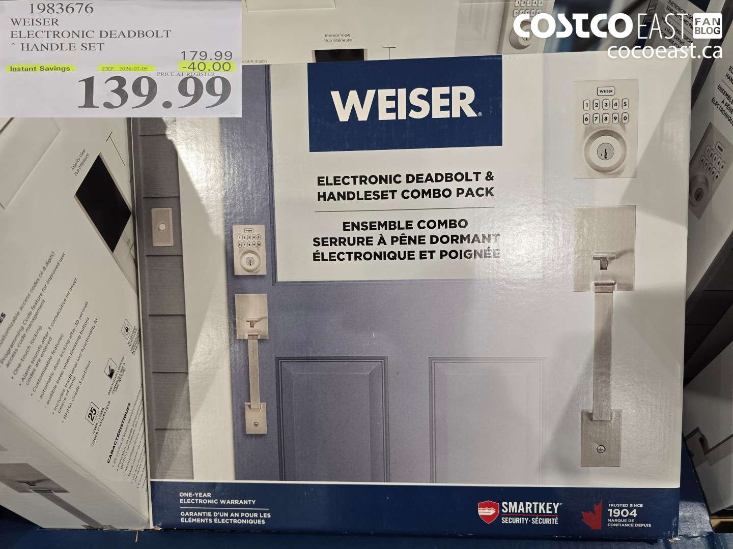 1983676 WEISER ELECTRONIC DEADBOLT HANDLE SET ($40.00 INSTANT SAVINGS EXPIRES ON 2026-07-05) $139.99