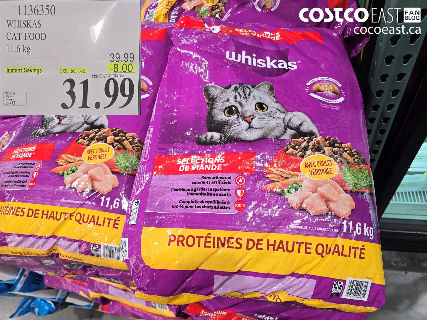 1136350 WHISKAS CAT FOOD 11.6 KG ($8.00 INSTANT SAVINGS EXPIRES ON 2026-06-21) $31.99