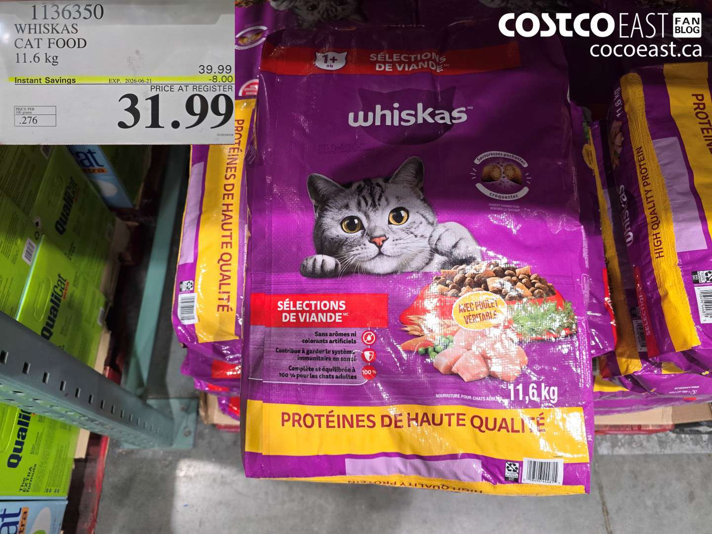 1136350 WHISKAS CAT FOOD 11.6 KG ($8.00 INSTANT SAVINGS EXPIRES ON 2026-06-21) $31.99
