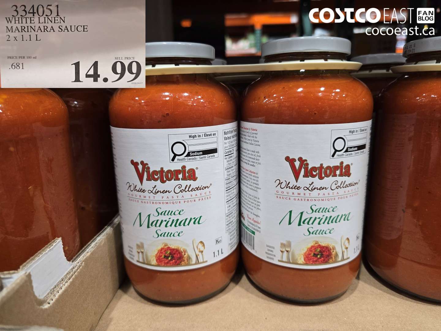 334051 WHITE LINEN MARINARA SAUCE 2 X 1.1 L $14.99