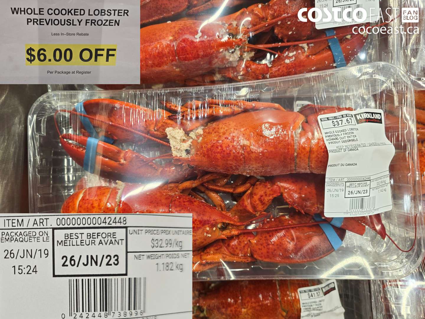 42448 WHOLE COOKED LOBSTER PREVIOUSLY FROZEN ($6.00 INSTANT SAVINGS)