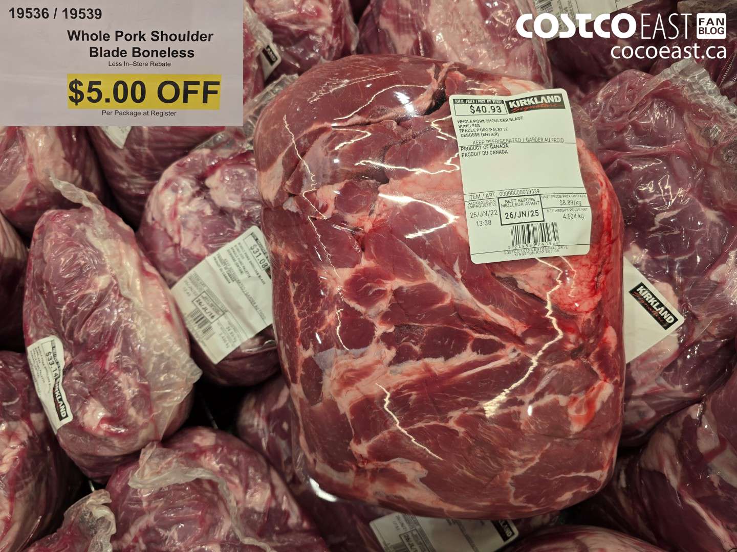 19536 WHOLE PORK SHOULDER BLADE BONELESS ($5.00 INSTANT SAVINGS)