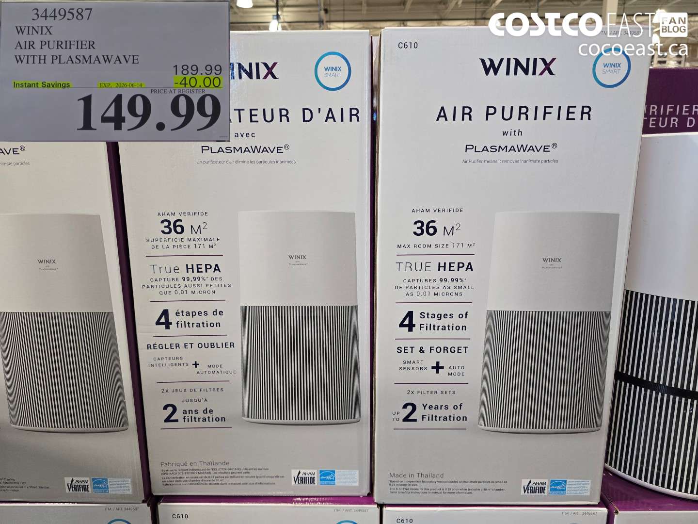 3449587 WINIX AIR PURIFIER WITH PLASMAWAVE ($40.00 INSTANT SAVINGS EXPIRES ON 2026-06-14) $149.99