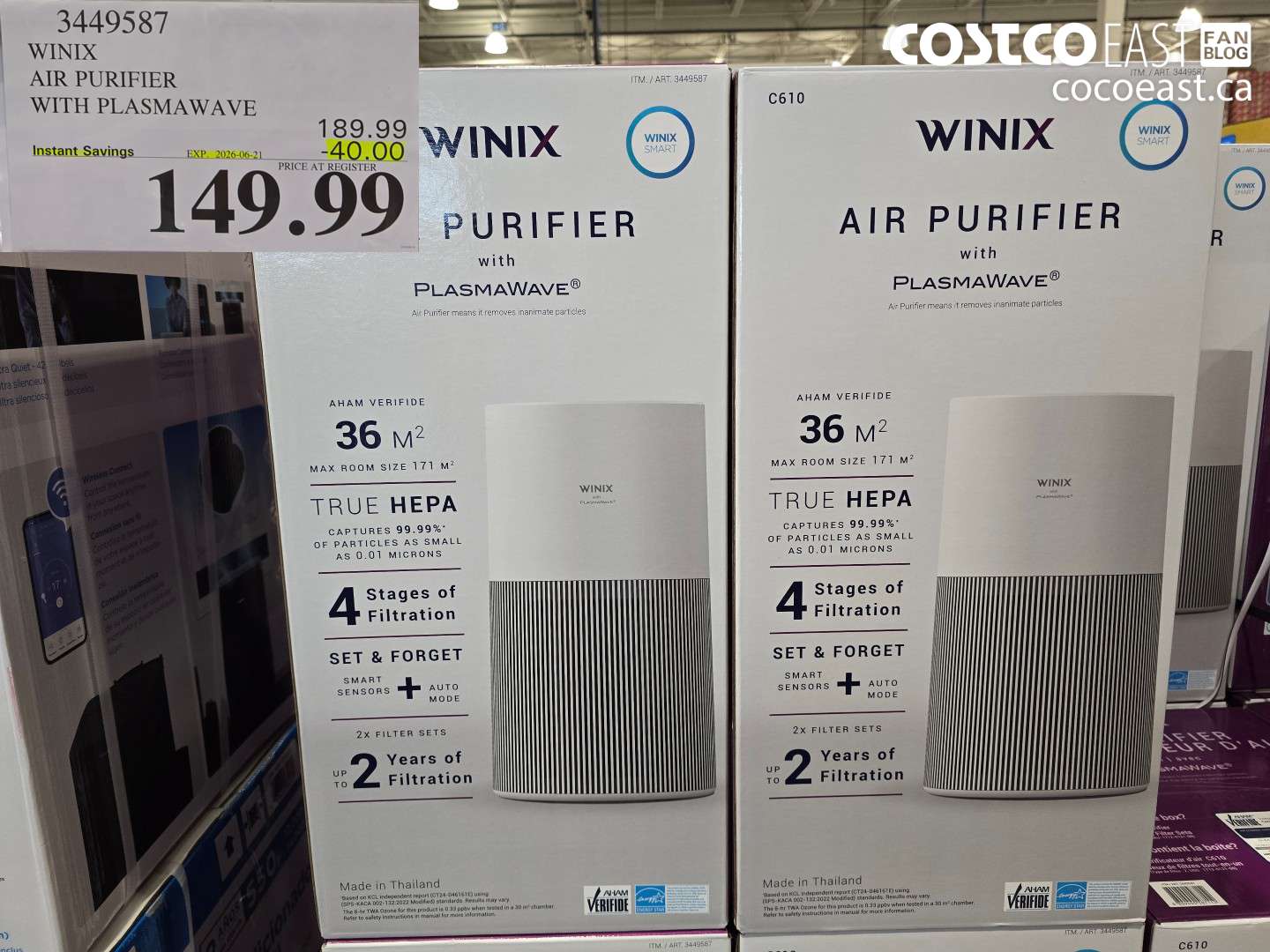 3449587 WINIX AIR PURIFIER WITH PLASMAWAVE ($40.00 INSTANT SAVINGS EXPIRES ON 2026-06-21) $149.99