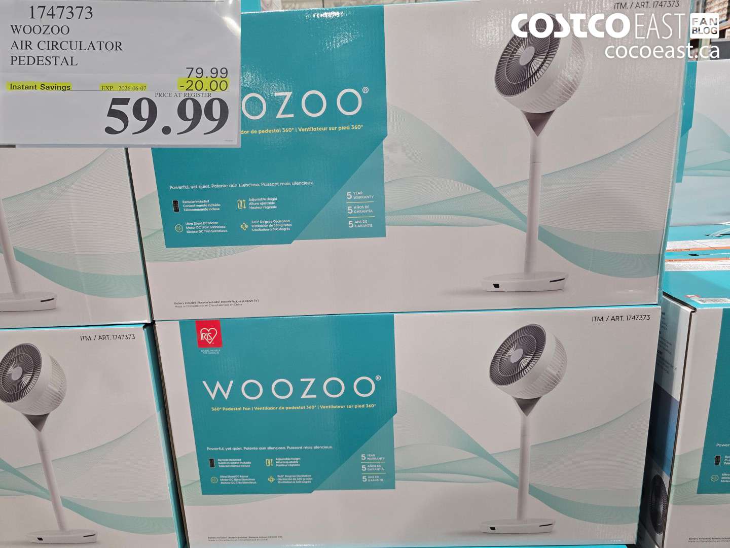 1747373 WOOZOO AIR CIRCULATOR PEDESTAL ($20.00 INSTANT SAVINGS EXPIRES ON 2026-06-07) $59.99