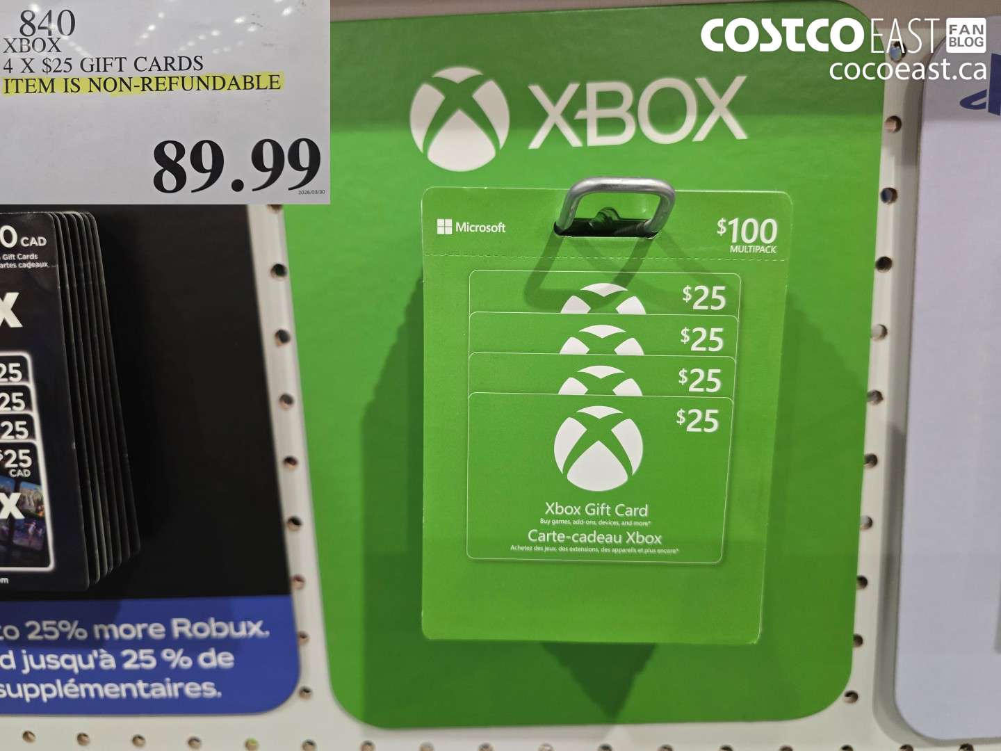 840 XBOX 4 X $25 GIFT CARDS $89.99