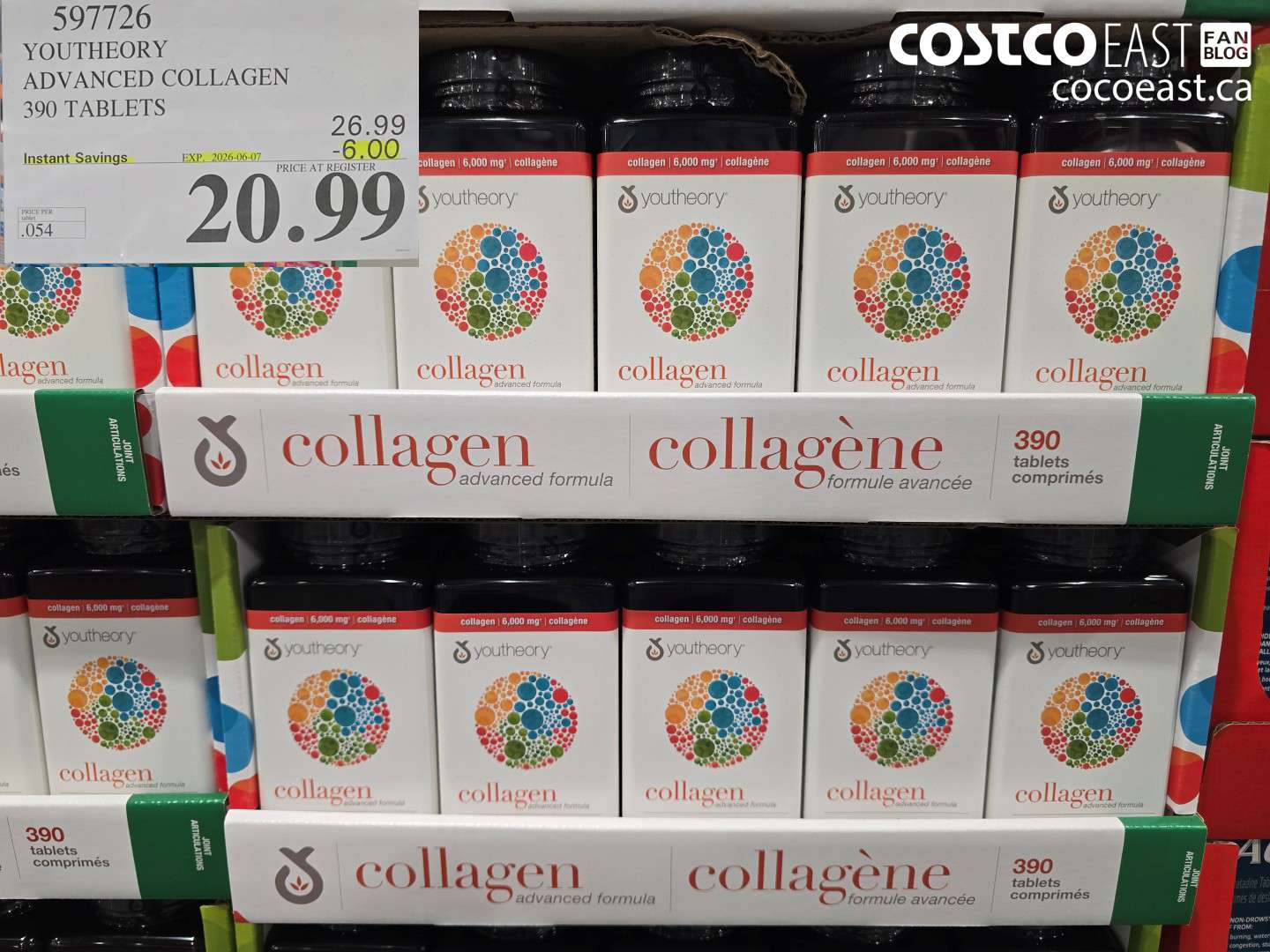 597726 YOUTHEORY ADVANCED COLLAGEN 390 TABLETS ($6.00 INSTANT SAVINGS EXPIRES ON 2026-06-07) $20.99