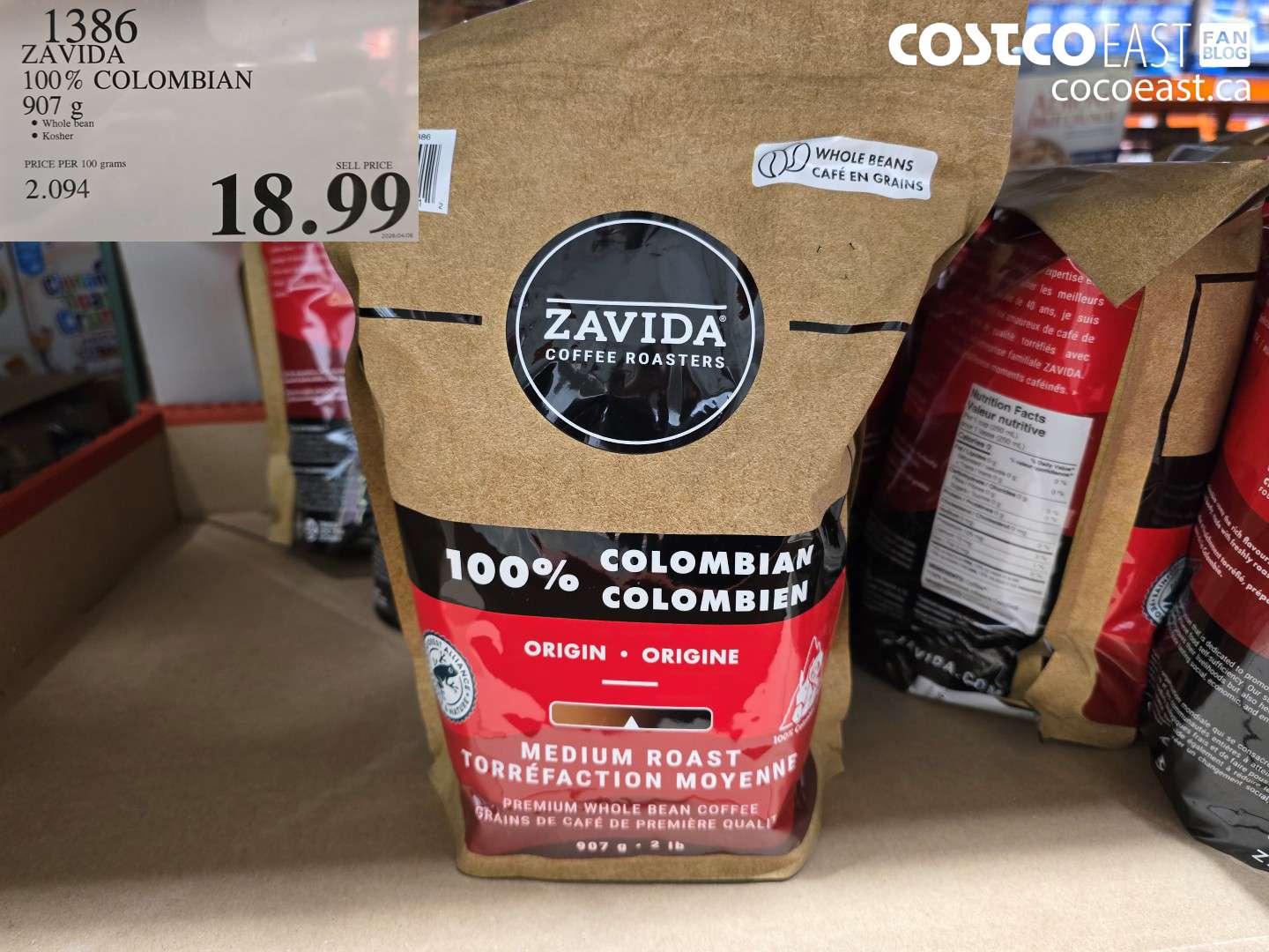 1386 ZAVIDA 100% COLOMBIAN 907 G $18.99