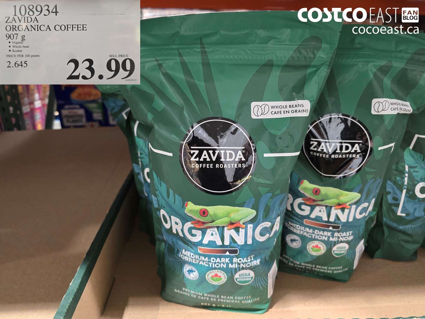 108934 ZAVIDA ORGANICA COFFEE 907 G $23.99