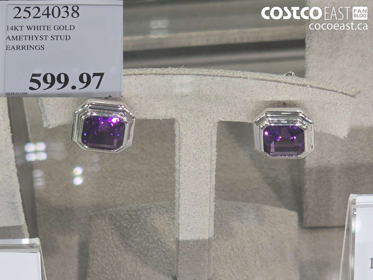 2524038 14KT WHITE GOLD AMETHYST STUD EARRINGS $599.97