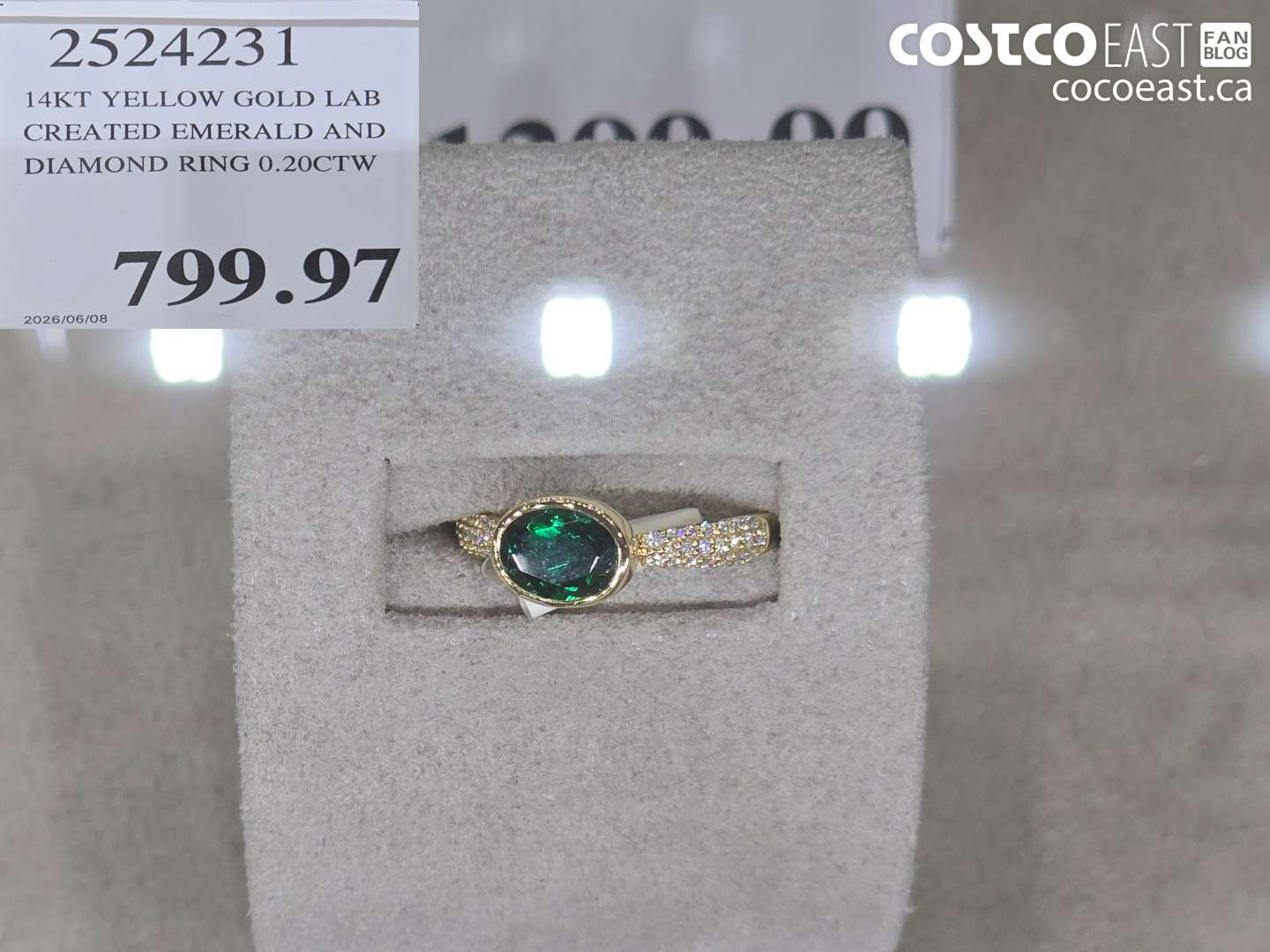 2524231 14KT YELLOW GOLD LAB CREATED EMERALD AND DIAMOND RING 0.20CTW $799.97