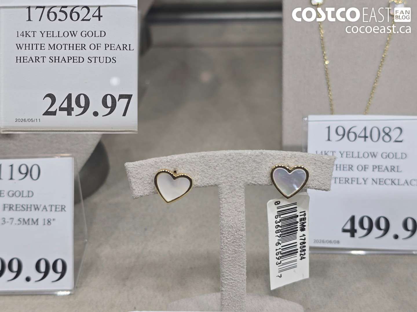 1765624 14KT YELLOW GOLD WHITE MOTHER OF PEARL HEART SHAPED STUDS $249.97