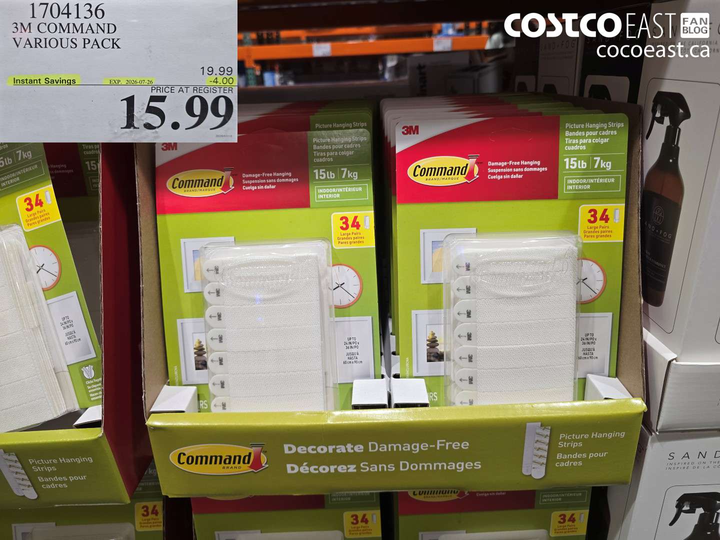 1704136 3M COMMAND VARIOUS PACK ($4.00 INSTANT SAVINGS EXPIRES ON 2026-07-26) $15.99