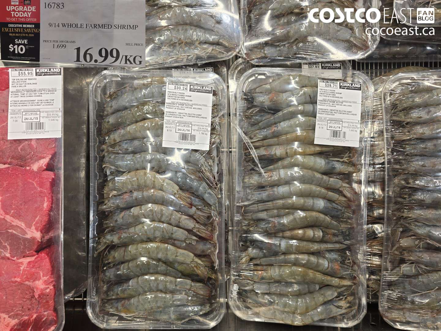 16783 9/14 WHOLE FARMED SHRIMP price per KG ($10.00 INSTANT SAVINGS)