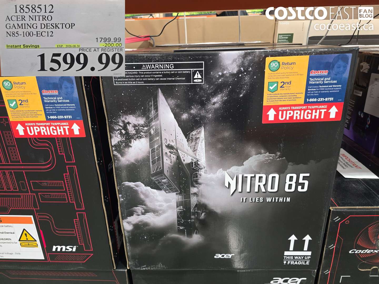 1858512 ACER NITRO GAMING DESKTOP N85-100-EC12 ($200.00 INSTANT SAVINGS EXPIRES ON 2026-08-30) $1599.99