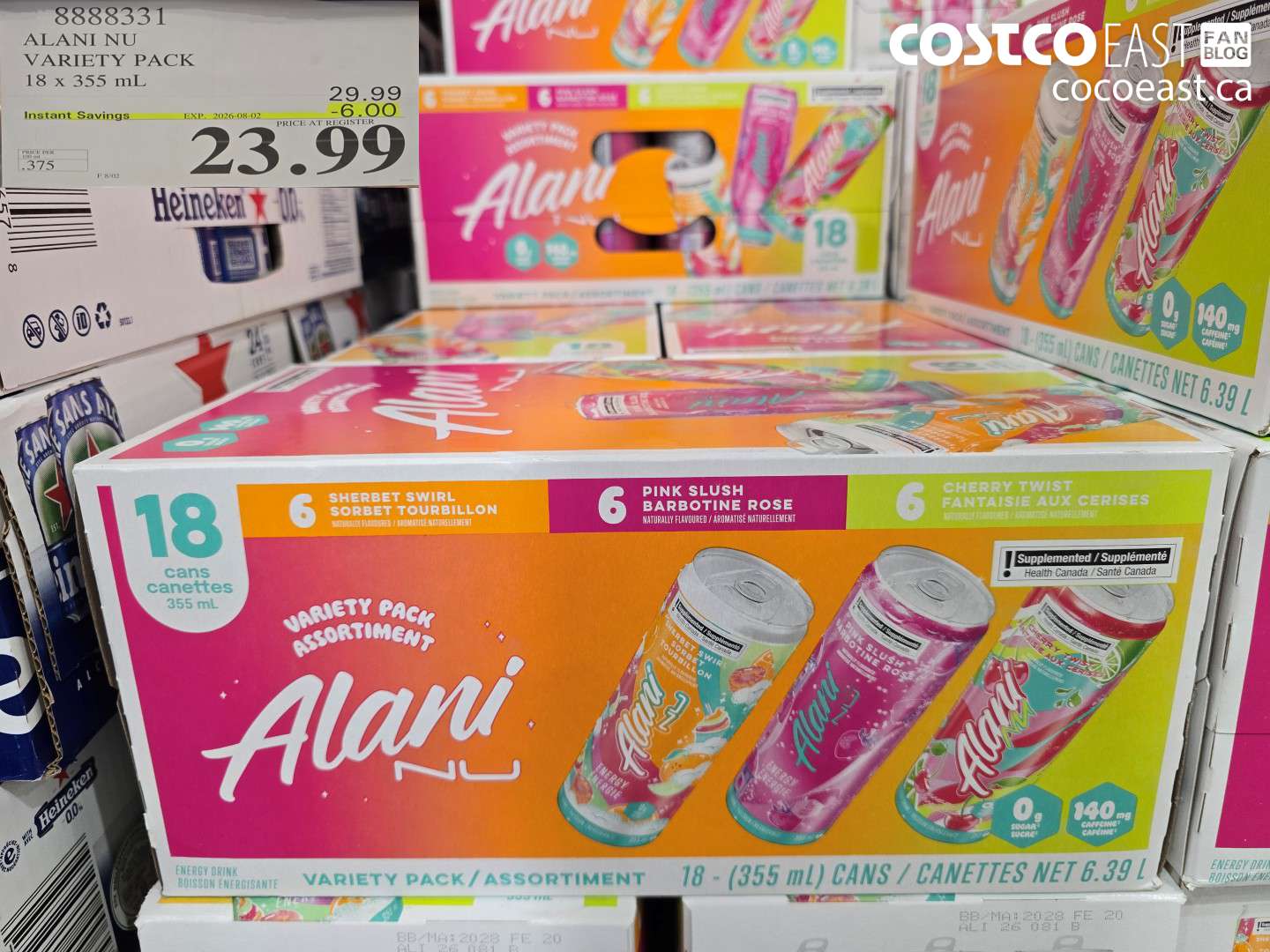 8888331 ALANI NU VARIETY PACK 18 X 355 ML ($6.00 INSTANT SAVINGS EXPIRES ON 2026-08-02) $23.99