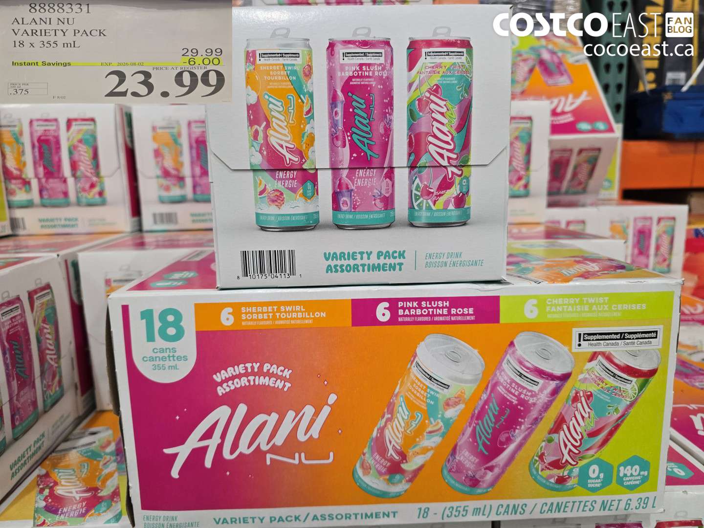 8888331 ALANI NU VARIETY PACK 18 X 355 ML ($6.00 INSTANT SAVINGS EXPIRES ON 2026-08-02) $23.99