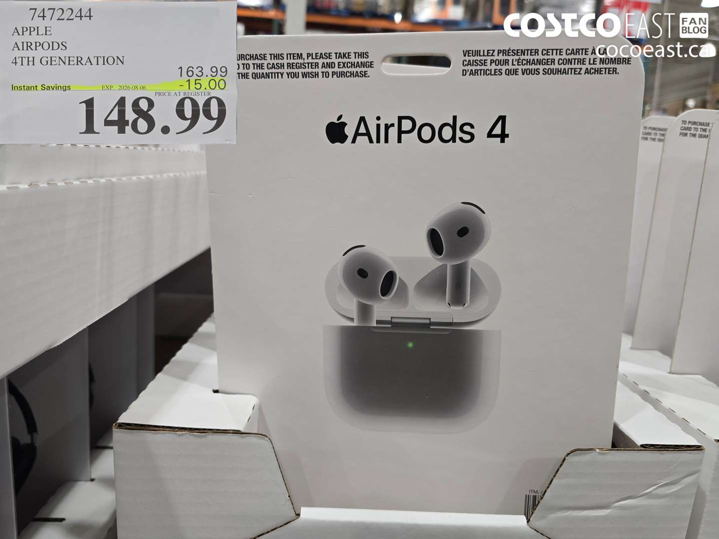 7472244 APPLE AIRPODS 4TH GENERATION ($15.00 INSTANT SAVINGS EXPIRES ON 2026-08-06) $148.99
