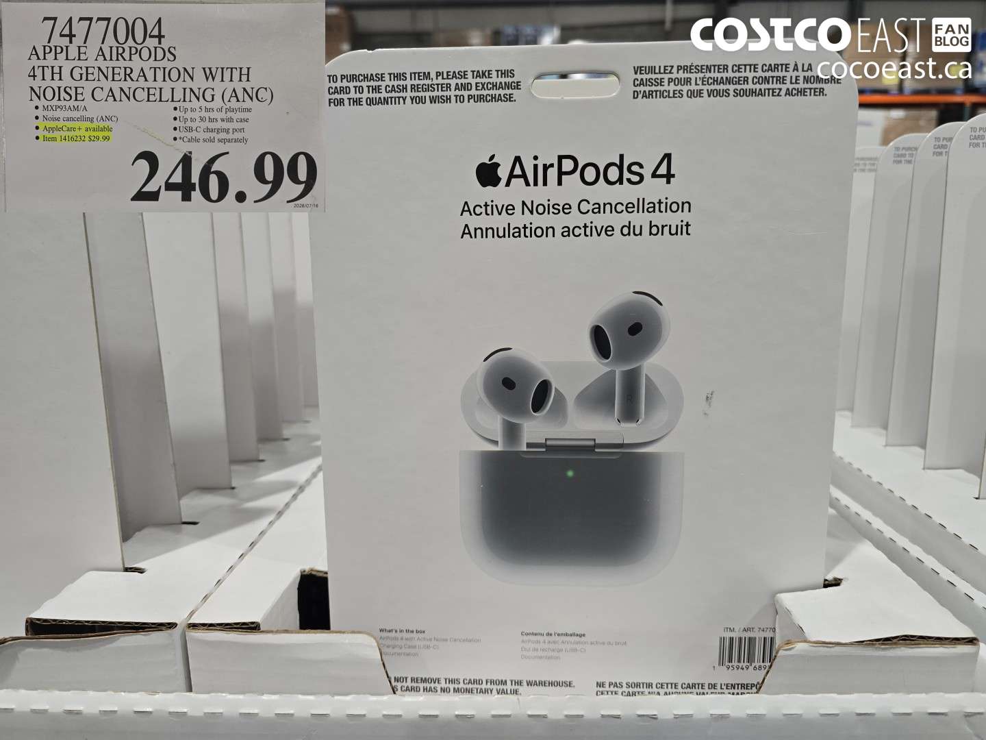 7477004 APPLE AIRPODS 4TH GENERATION WITH NOISE CANCELLING (ANC) $246.99