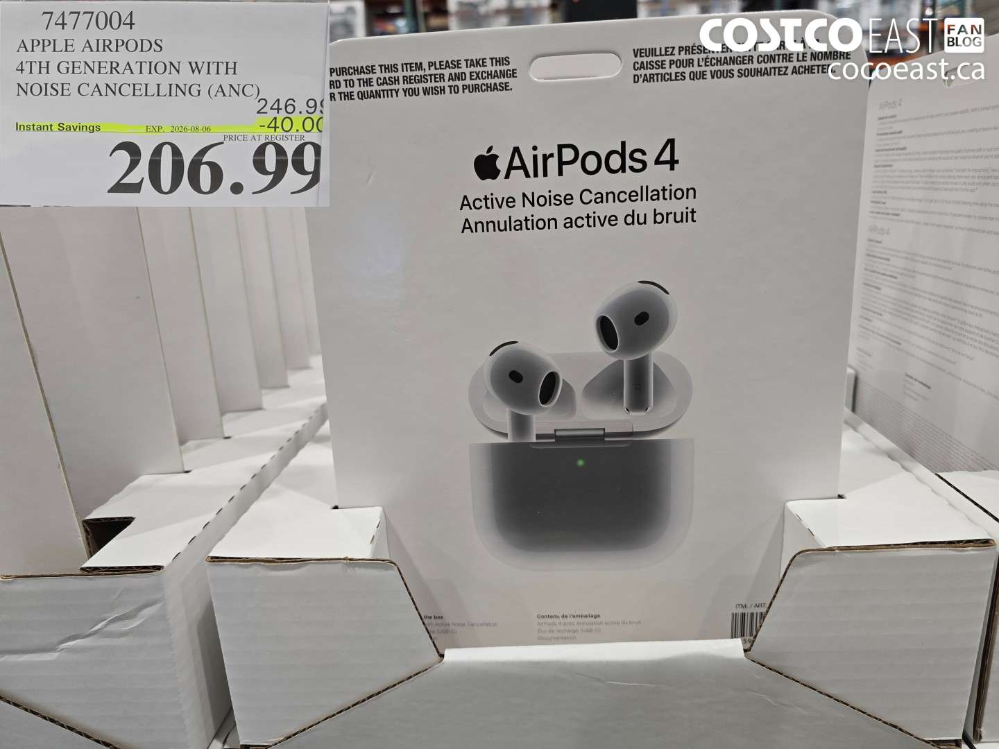 7477004 APPLE AIRPODS 4TH GENERATION WITH NOISE CANCELLING (ANC) ($40.00 INSTANT SAVINGS EXPIRES ON 2026-08-06) $206.99