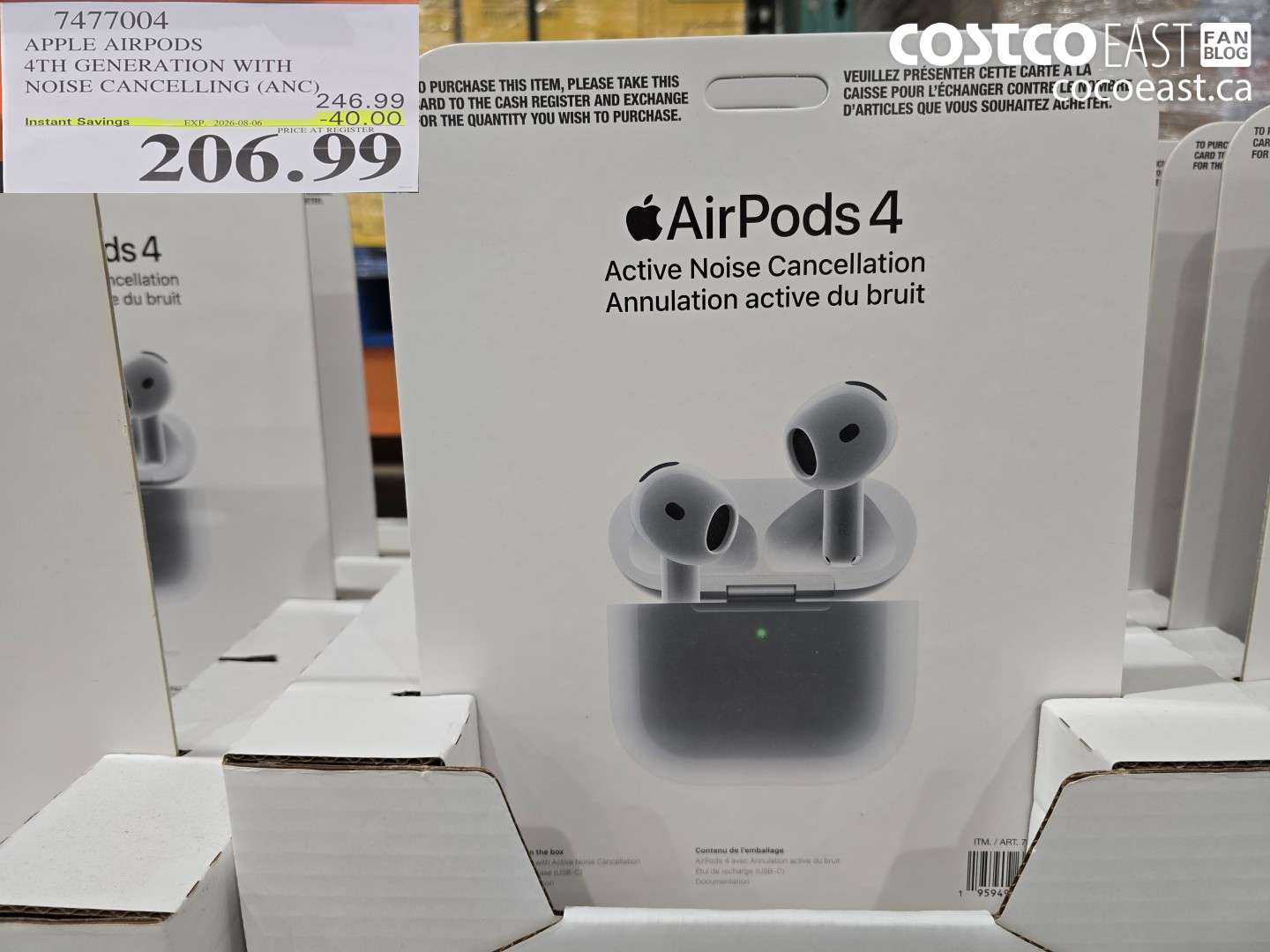 7477004 APPLE AIRPODS 4TH GENERATION WITH NOISE CANCELLING (ANC) ($40.00 INSTANT SAVINGS EXPIRES ON 2026-08-06) $206.99