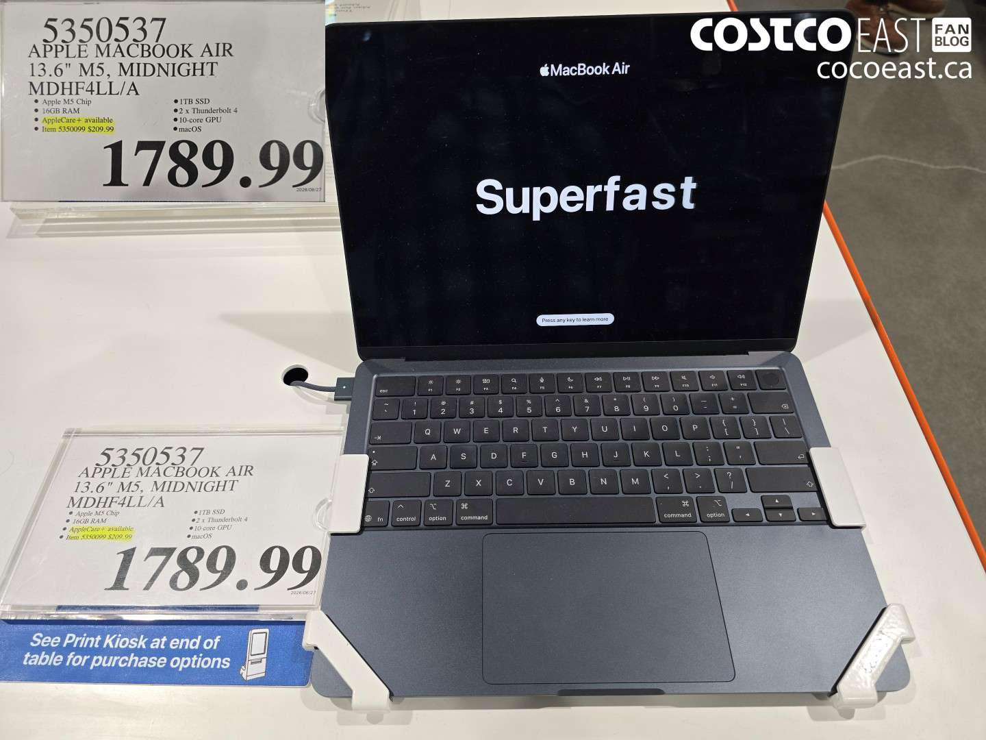 5350537 APPLE MACBOOK AIR 13.6 IN M5, MIDNIGHT MDHF4LL/A $1789.99