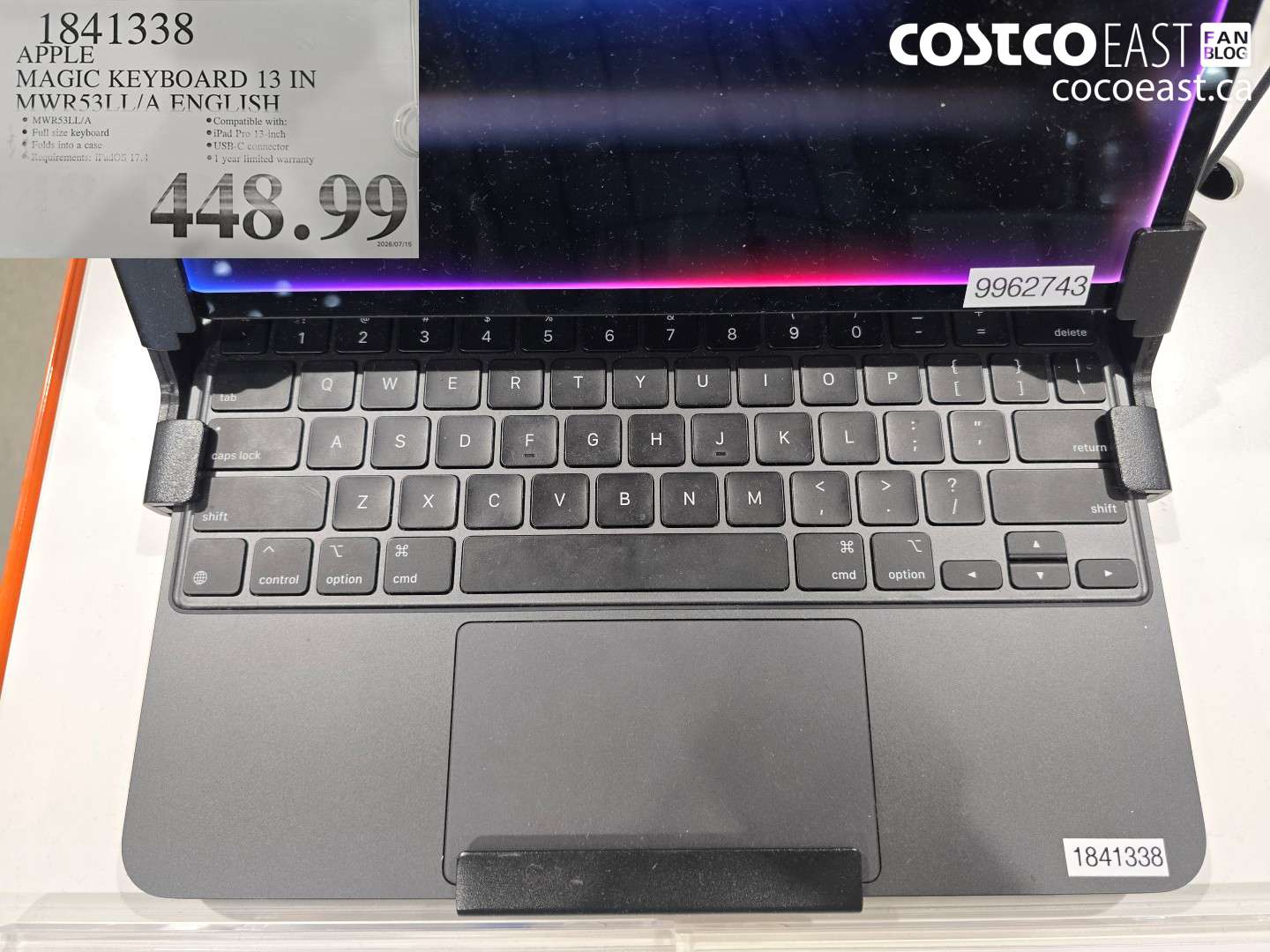 1841338 APPLE MAGIC KEYBOARD 13 IN MWR53LL/A ENGLISH $448.99