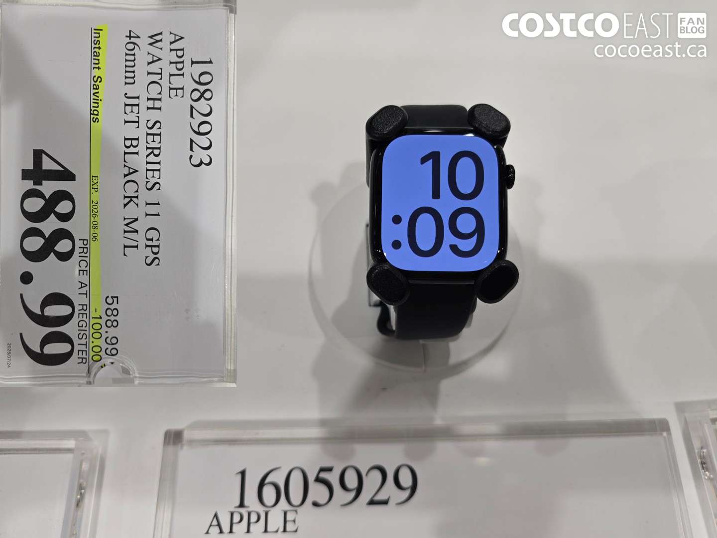 1982923 APPLE WATCH SERIES 11 GPS 46MM JET BLACK M/L ($100.00 INSTANT SAVINGS EXPIRES ON 2026-08-06) $488.99