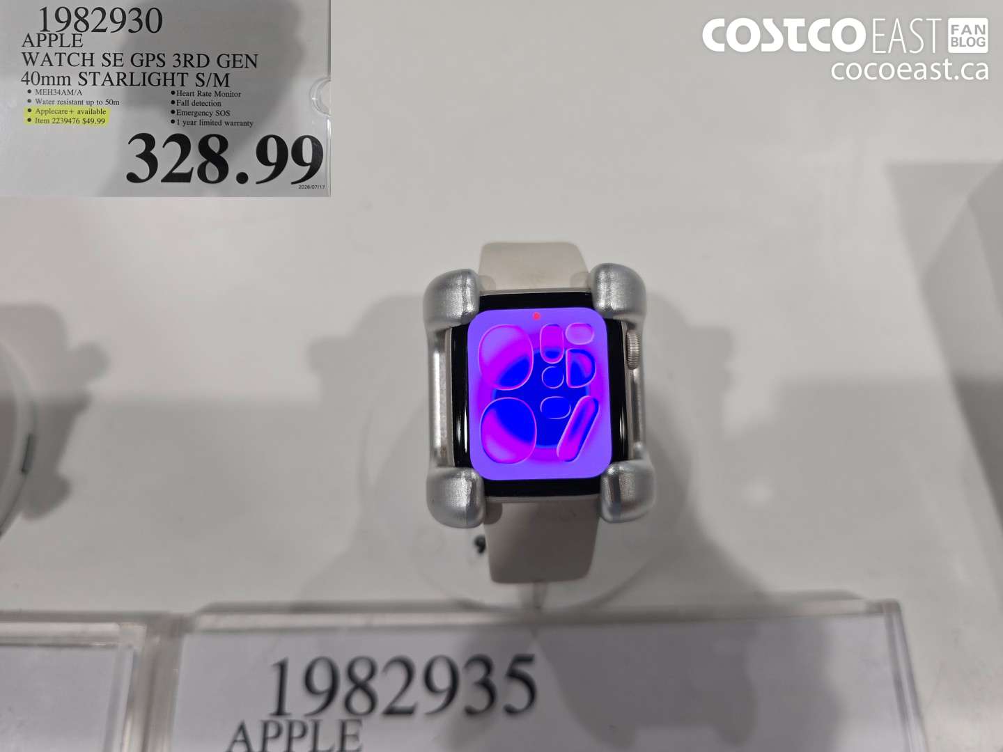 1982930 APPLE WATCH SE GPS 3RD GEN 40MM STARLIGHT S/M $328.99