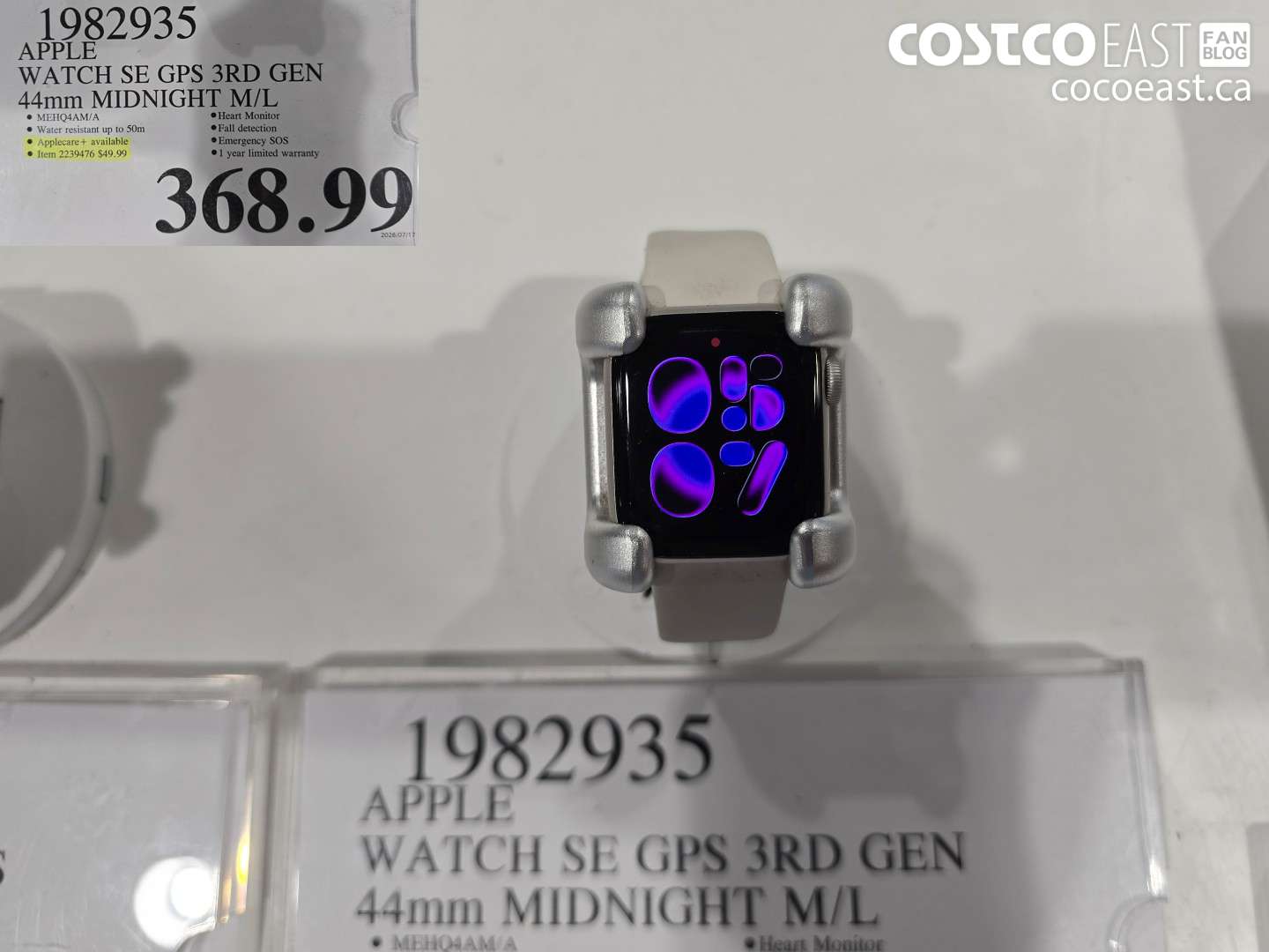 1982935 APPLE WATCH SE GPS 3RD GEN 44MM MIDNIGHT M/L $368.99