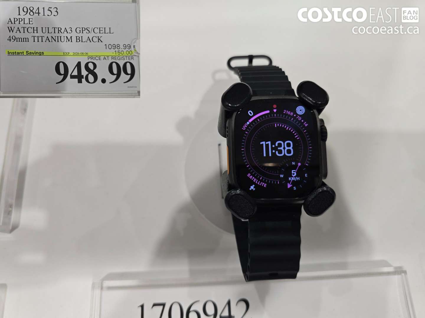 1984153 APPLE WATCH ULTRA3 GPS/CELL 49MM TITANIUM BLACK ($150.00 INSTANT SAVINGS EXPIRES ON 2026-08-06) $948.99