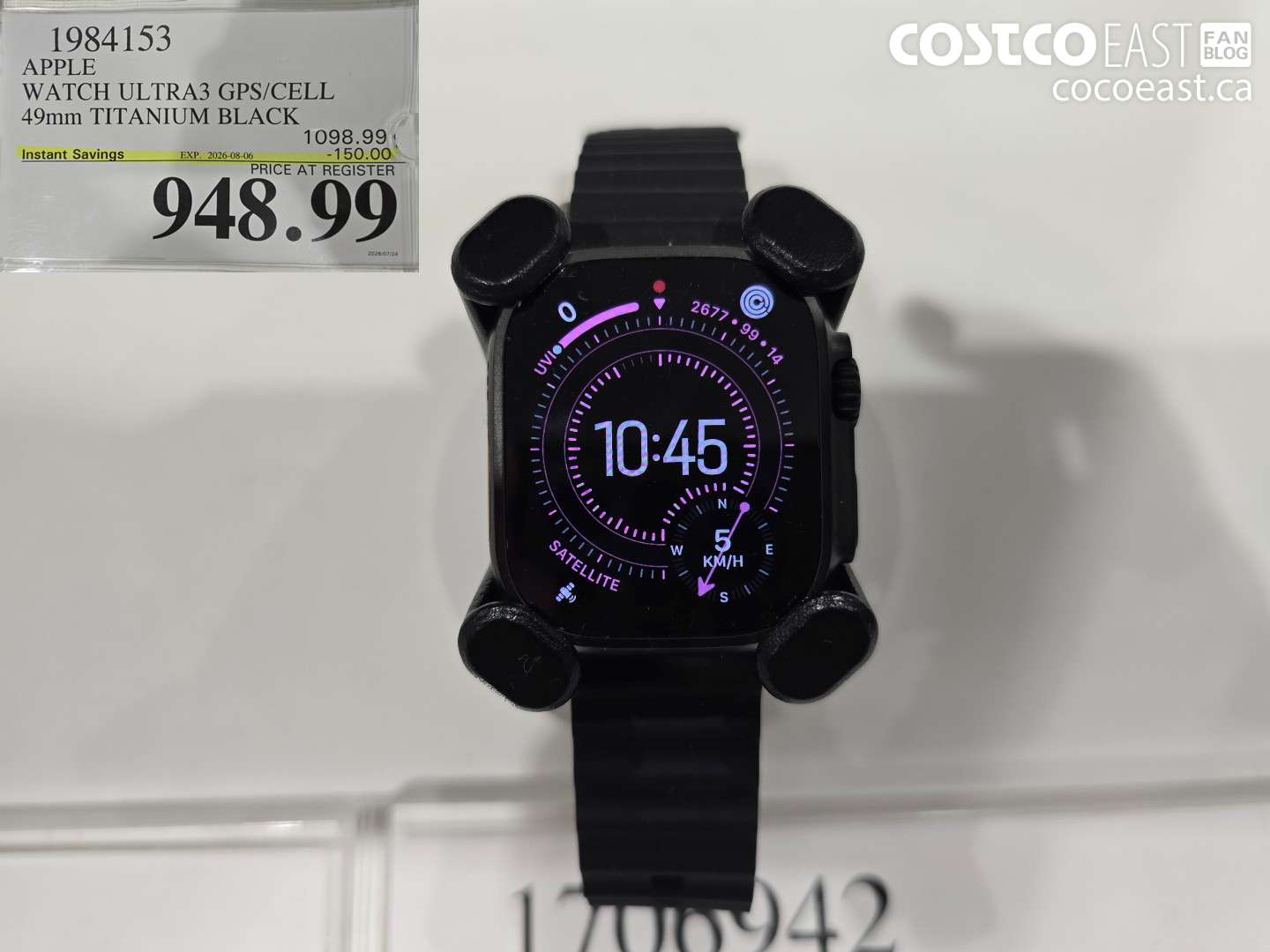 1984153 APPLE WATCH ULTRA3 GPS/CELL 49MM TITANIUM BLACK ($150.00 INSTANT SAVINGS EXPIRES ON 2026-08-06) $948.99